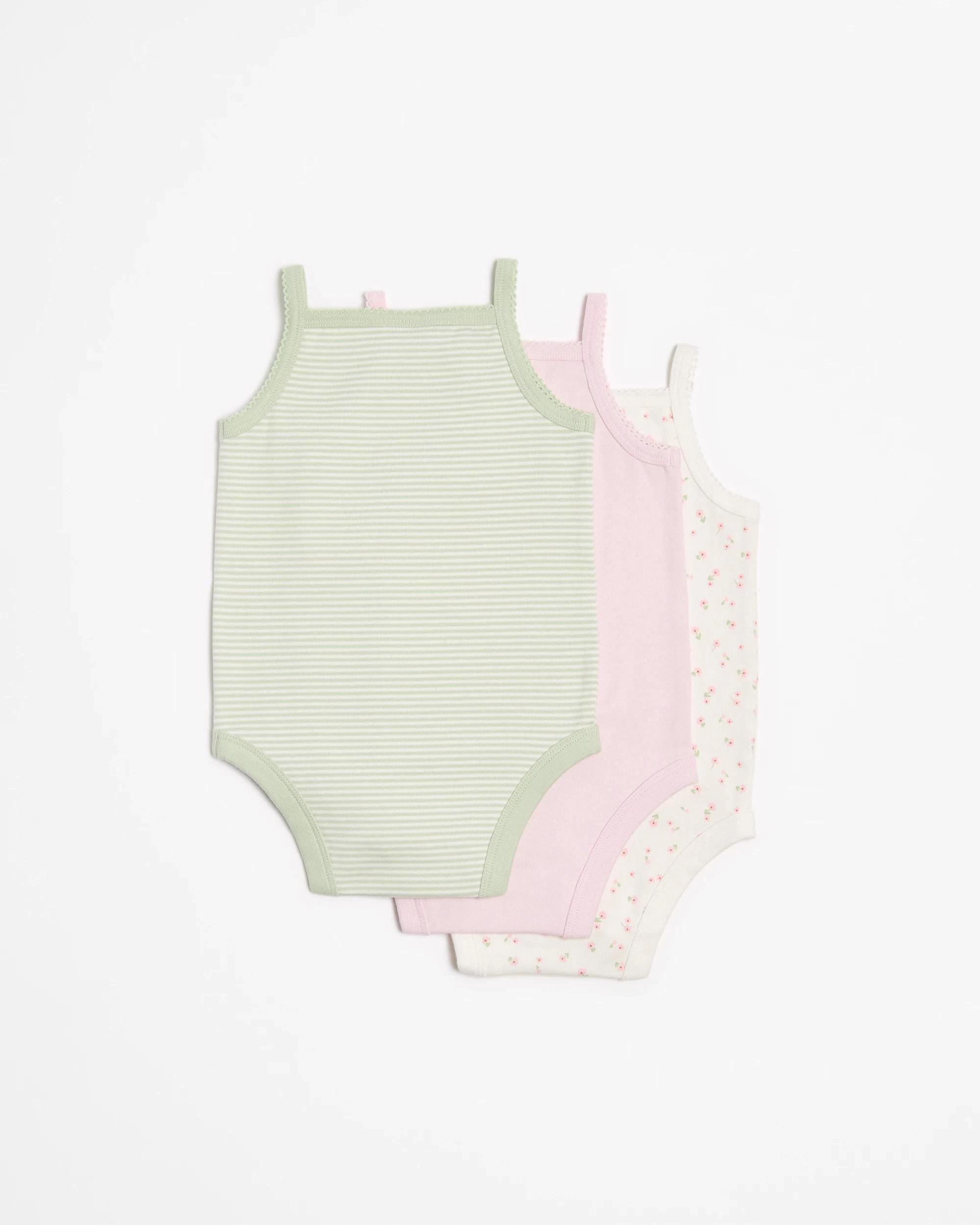 5 Target Baby Baby Organic Cotton Print Bodysuit 3 Pack DAISY/PINK/GREEN STRIPE, 5 of 6