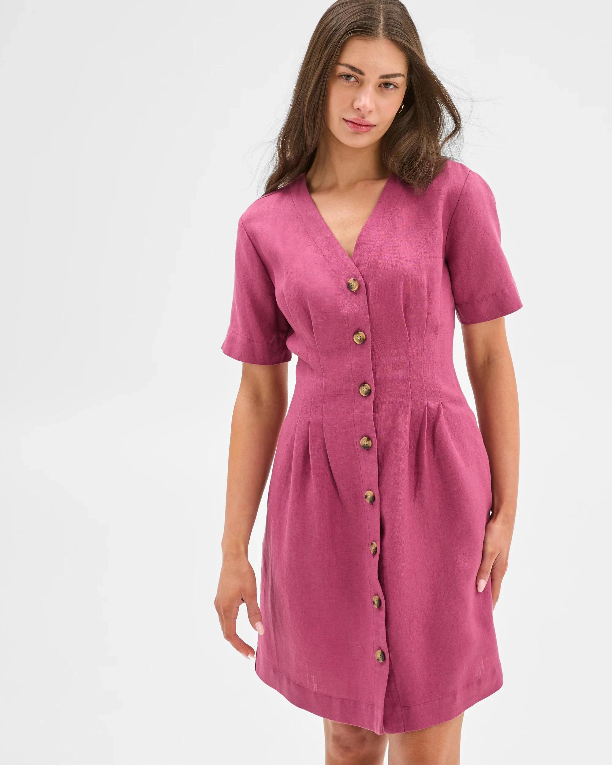 3 Target Petites Pintuck Waist Mini Dress DAMSON, 3 of 6