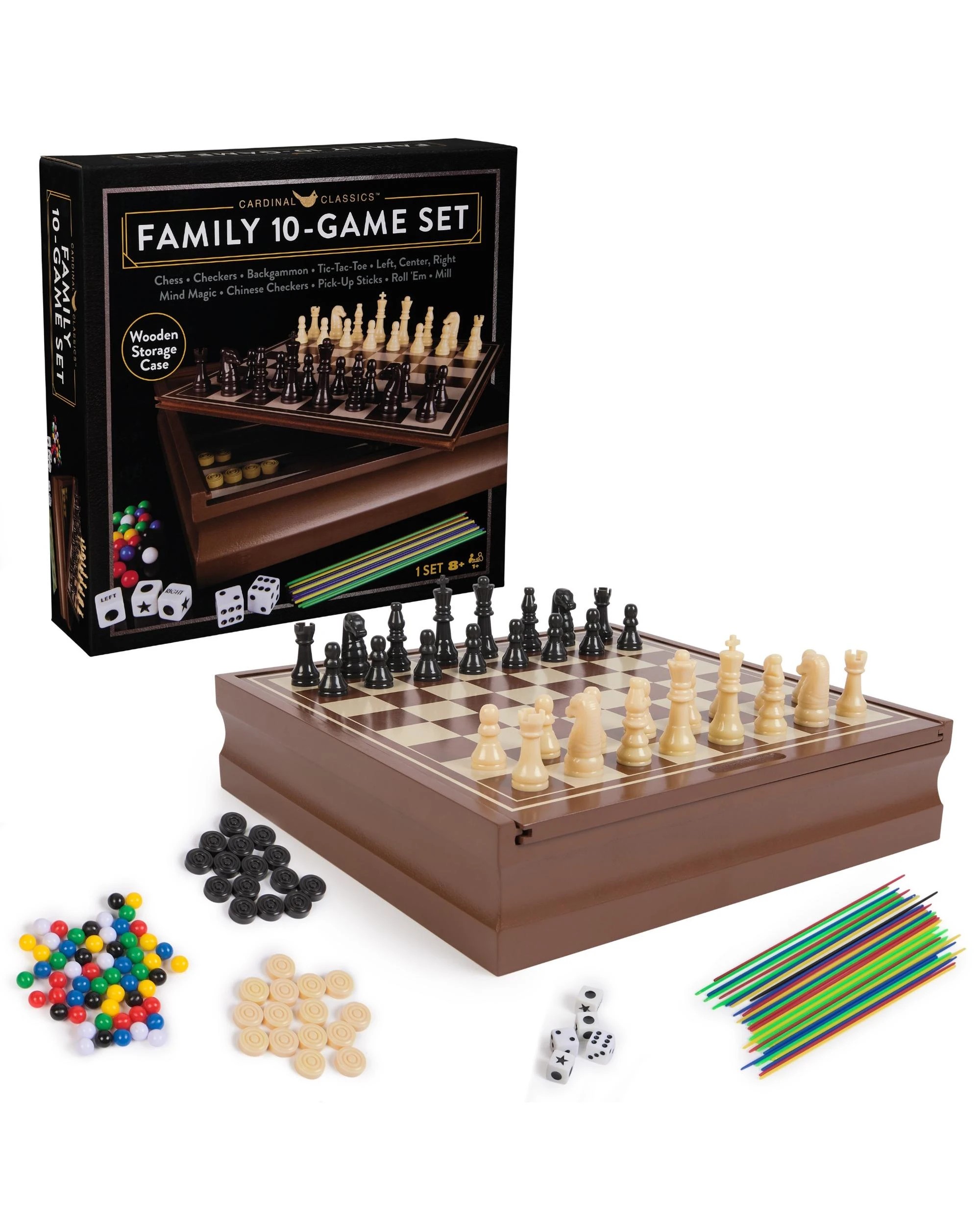 1 Cardinal Classics Family 10-Game Set in Wooden Cabinet, 1 of 10