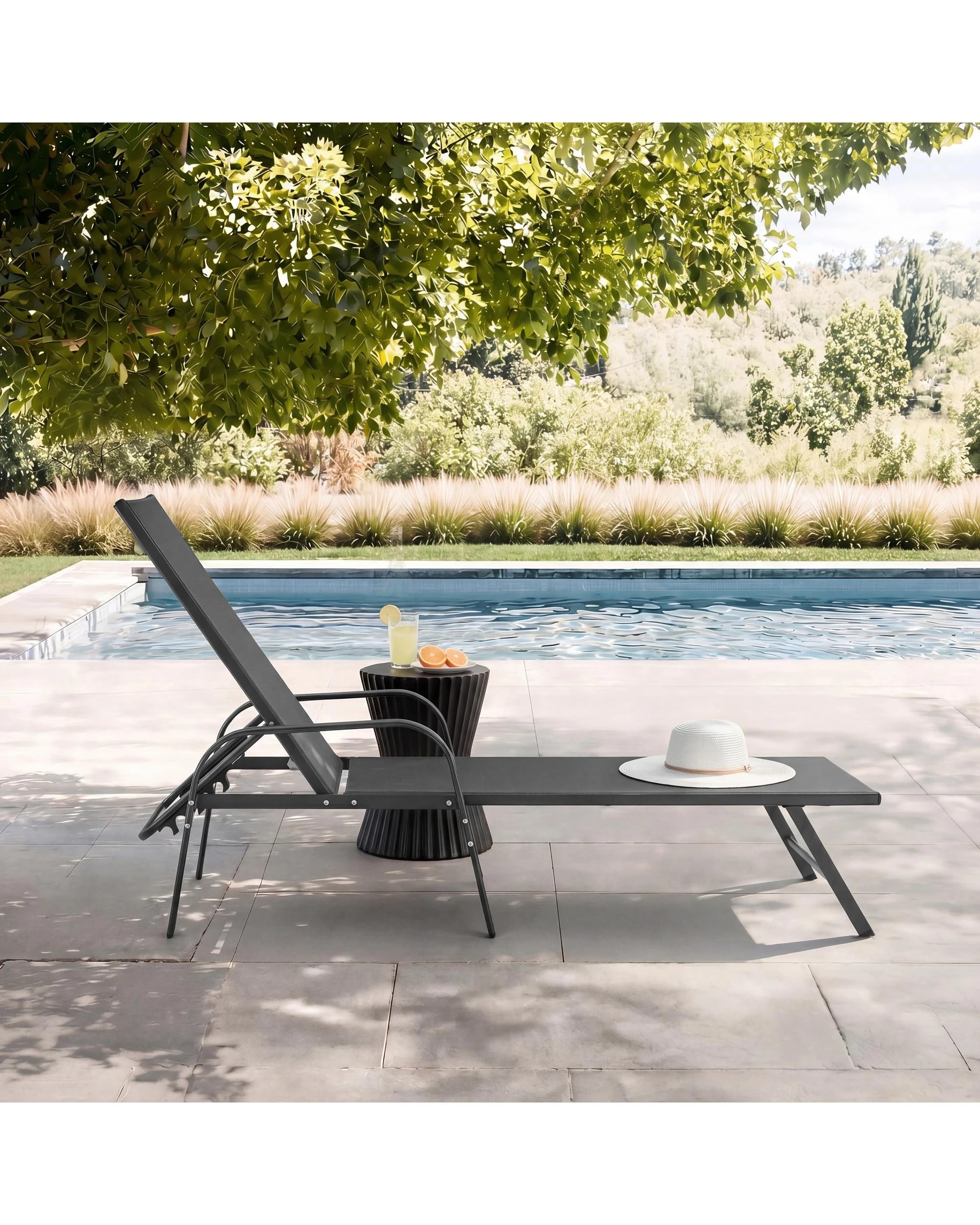 2 Kodu Outdoor Lounge Pool Recliner Chair - Charcoal, 2 of 10