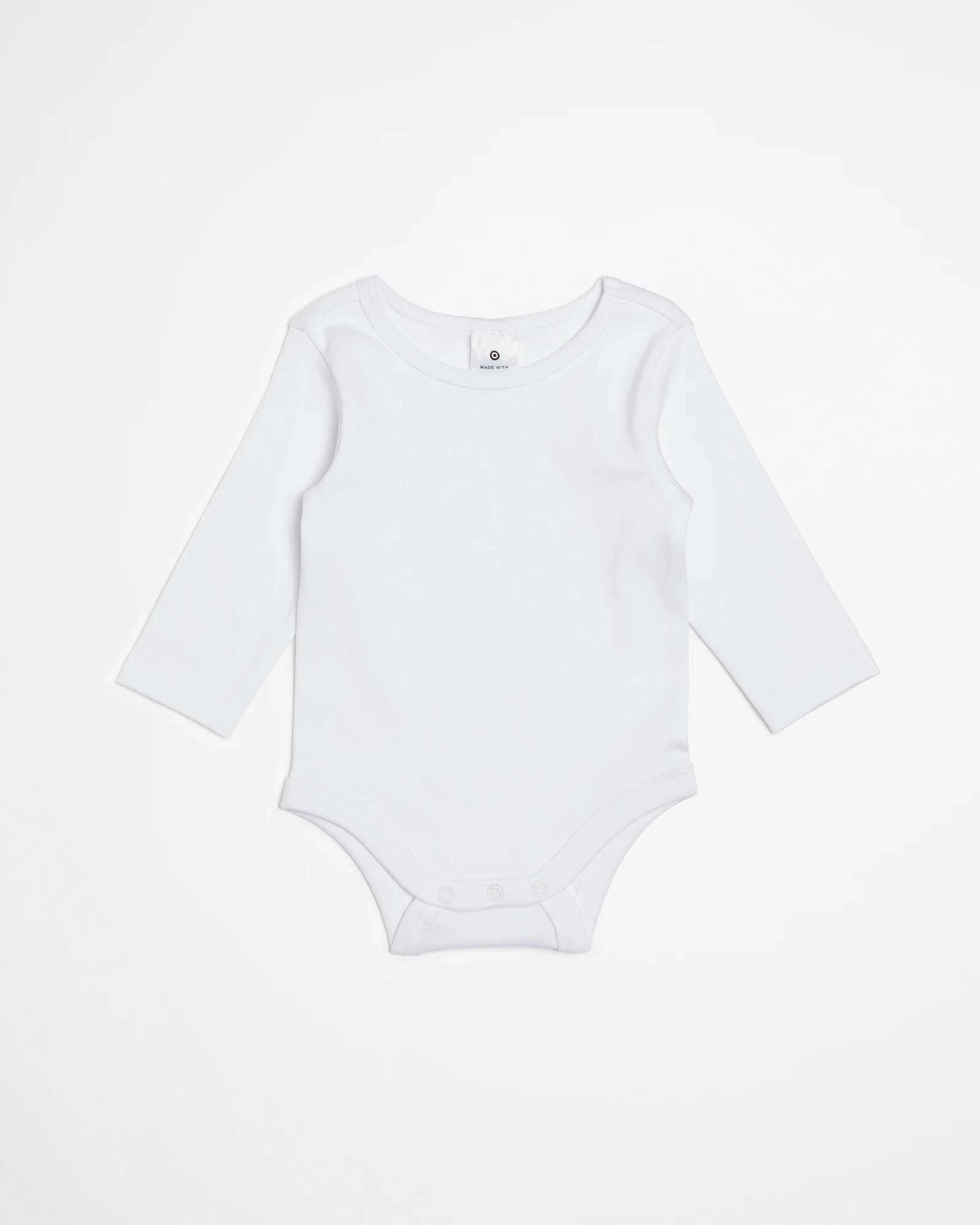 3 Target Baby 3 Pack Baby Organic Cotton Long Sleeve Bodysuits WHITE, 3 of 4