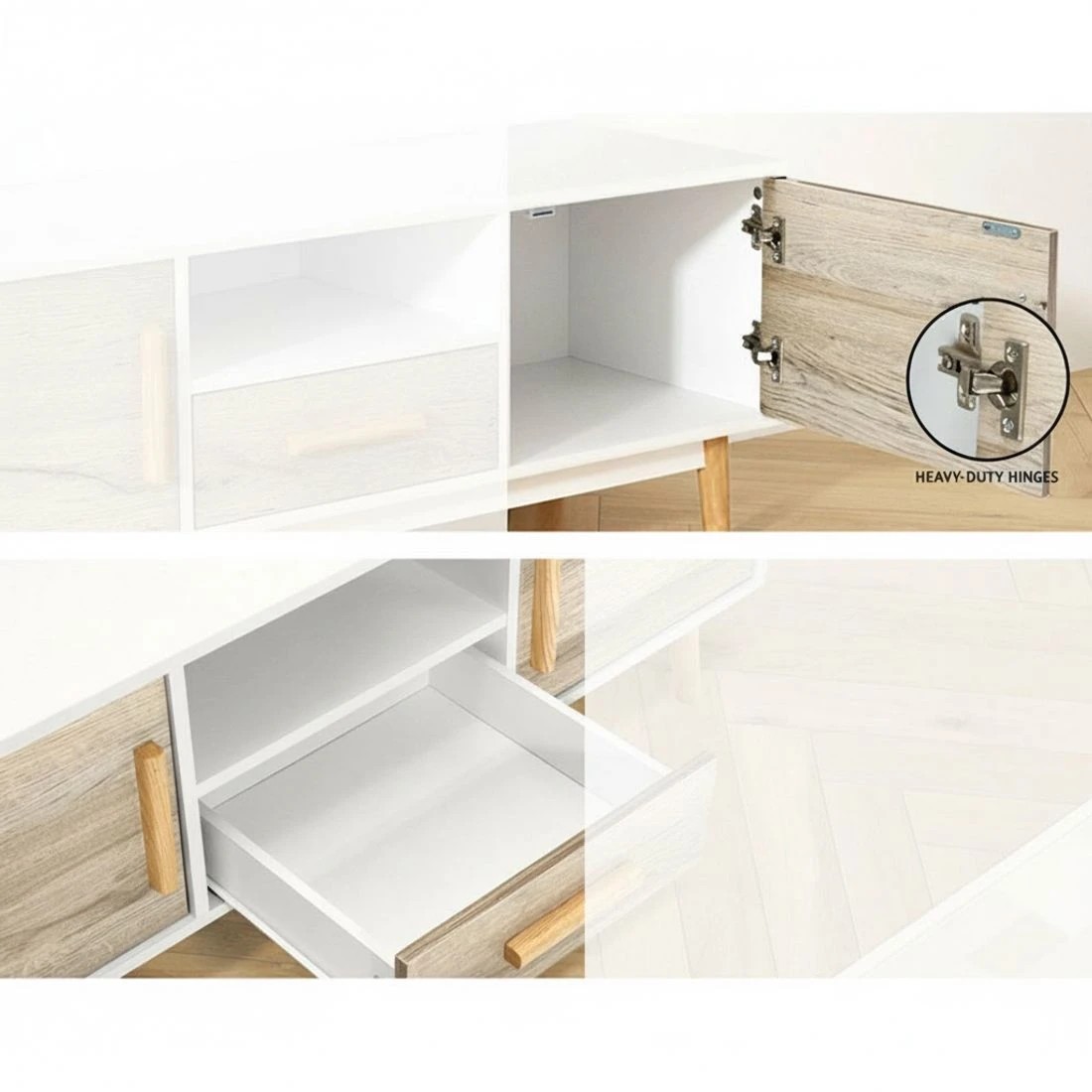 7 Artiss TV Cabinet Entertainment Unit 120cm Wood Gino - White, 7 of 9