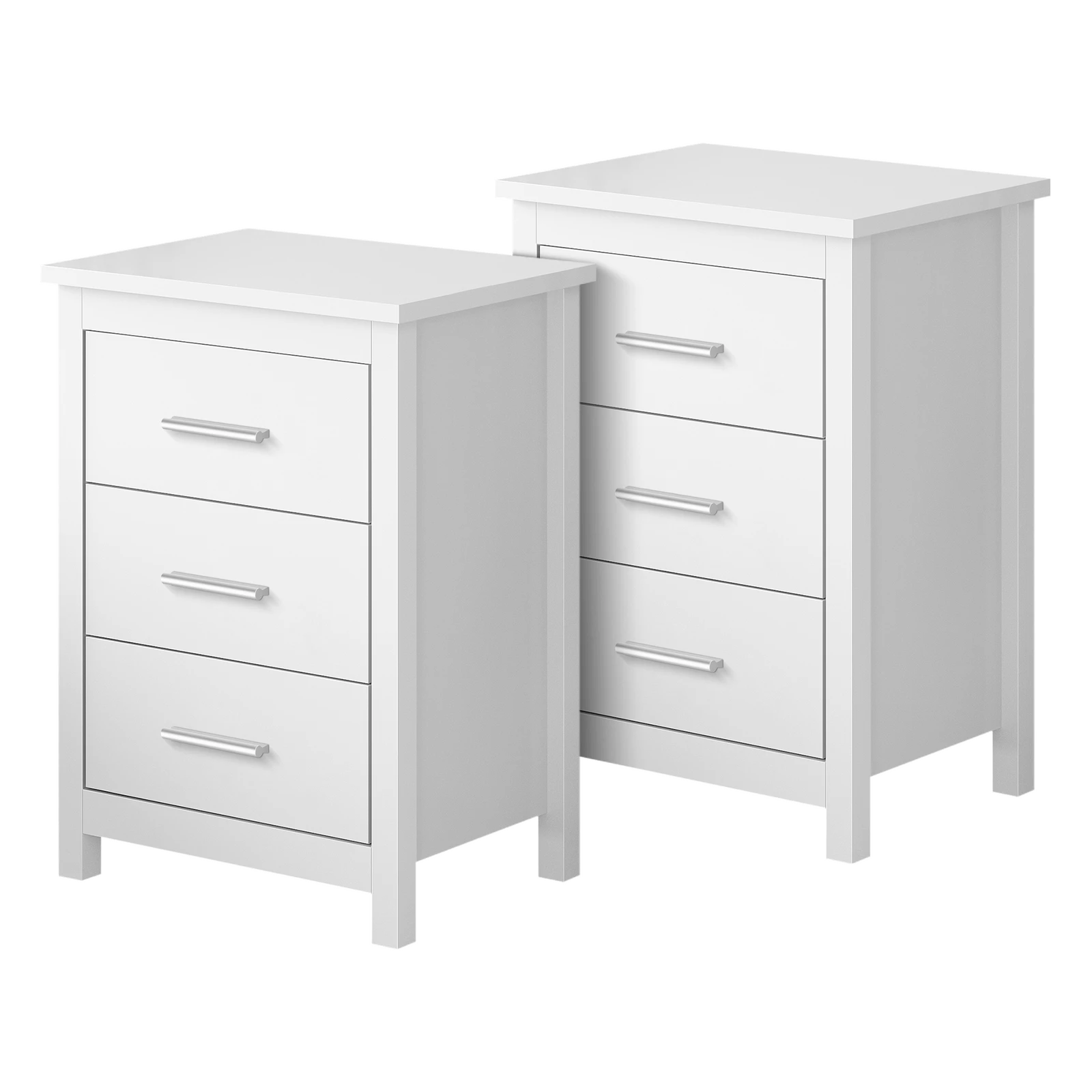 1 Alfordson 2x Bedside Table Hamo Nightstand Storage Side End 3 Drawers - White, 1 of 10