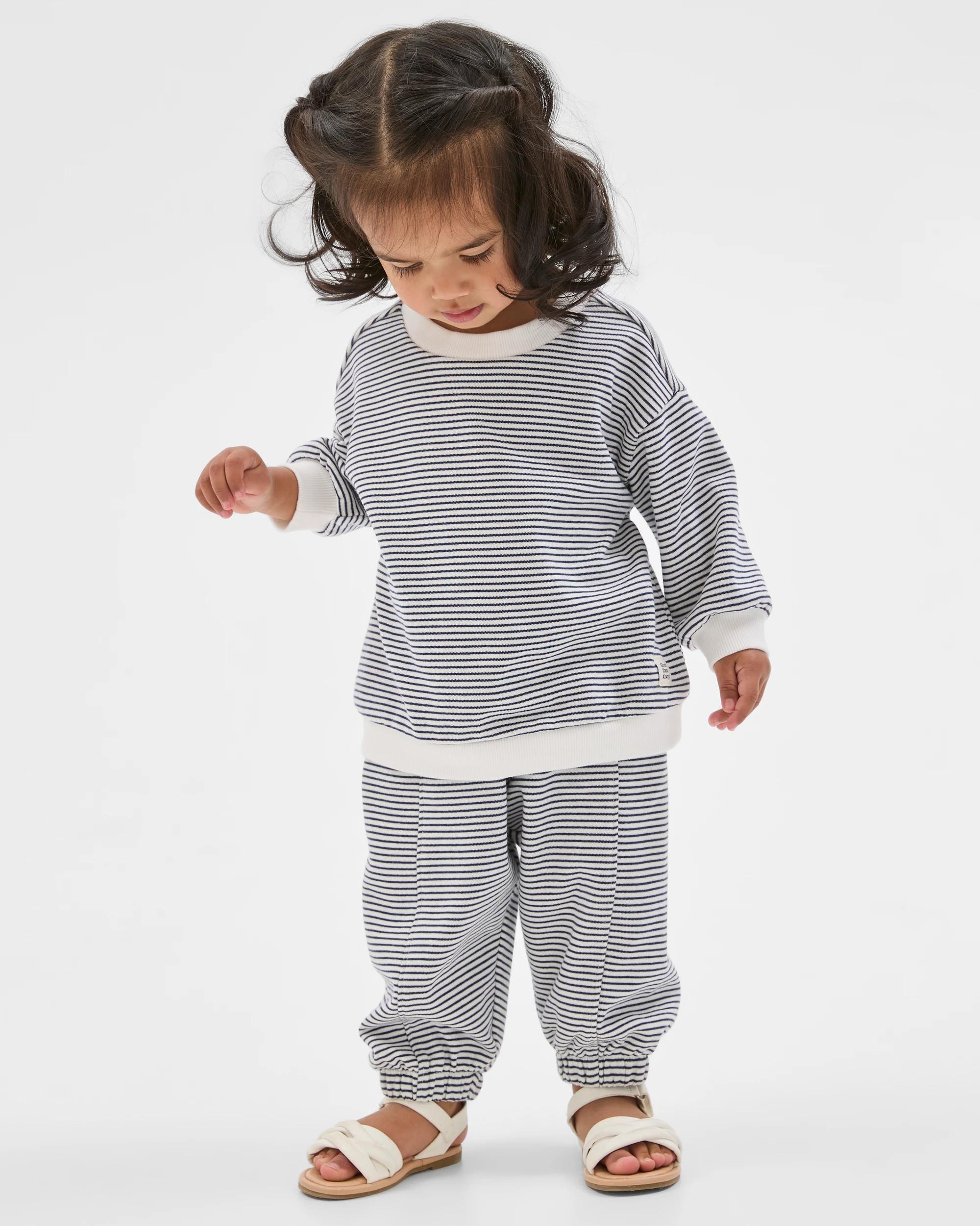 1 Target Baby Organic Cotton Striped Trackpants BLACK IRIS GARDENIA, 1 of 5