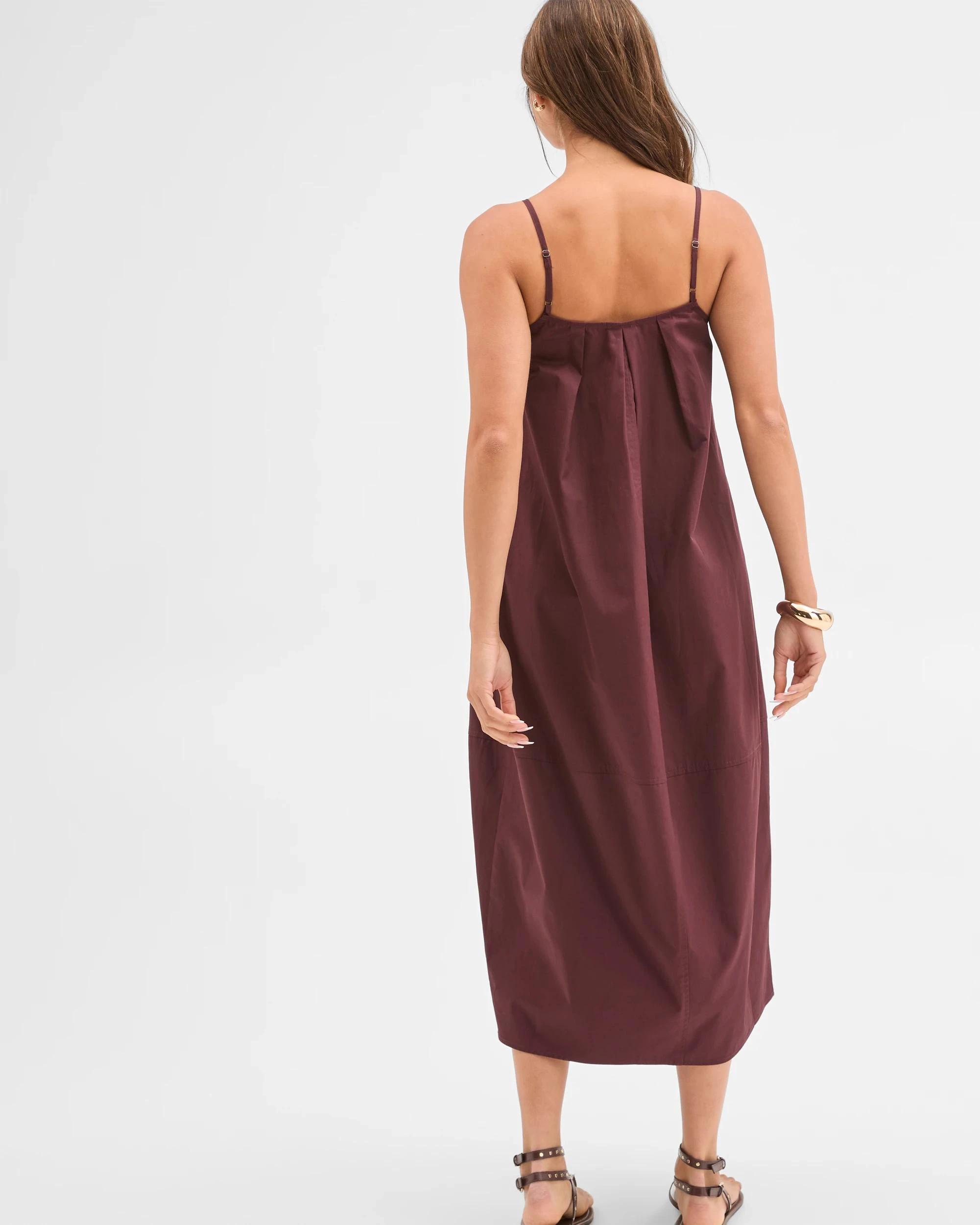 7 Lily Loves Australian Cotton Cocoon Midi Dress BURGUNDY ROUGE, 7 of 7