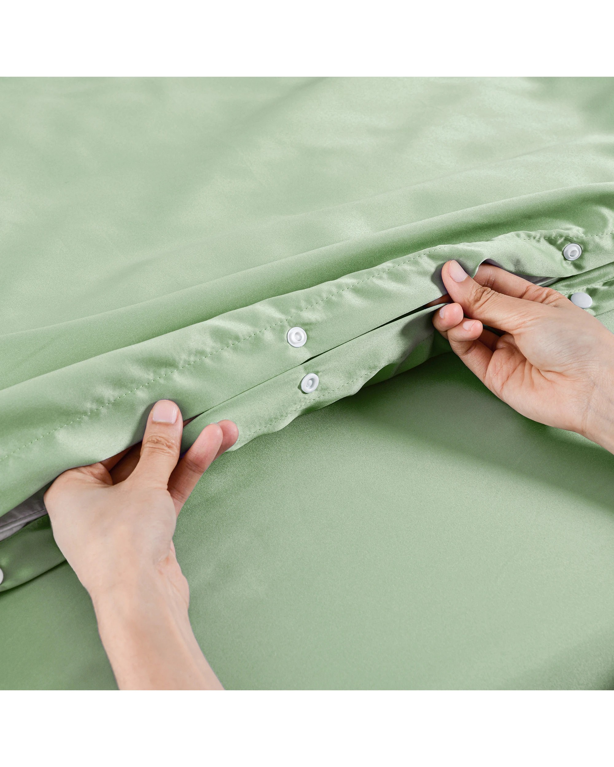 5 Dreamaker Matte Satin Quilt Cover Set - Super King Bed - Sage, 5 of 7