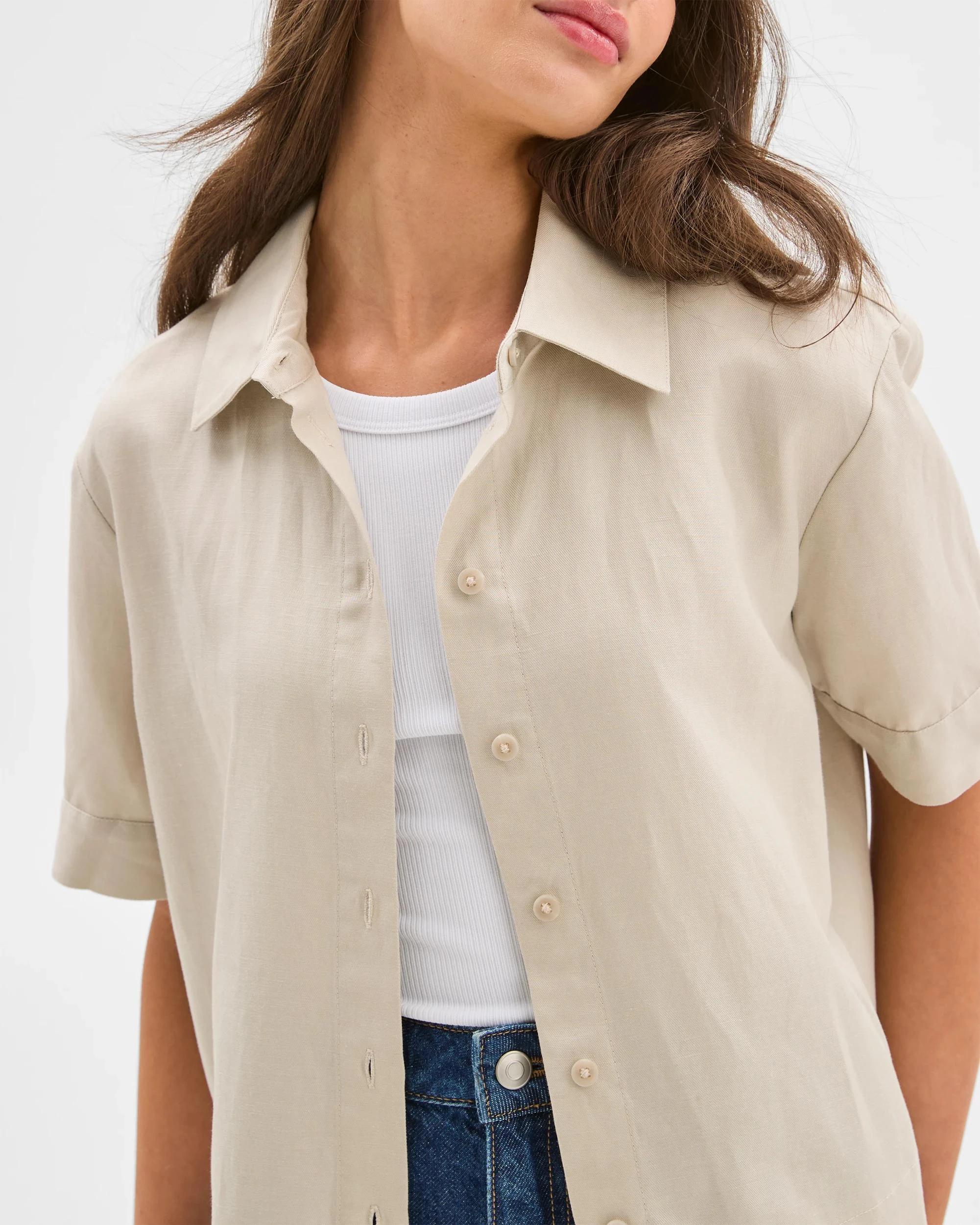 6 Target Petites Button Front Shirt FLAX, 6 of 6
