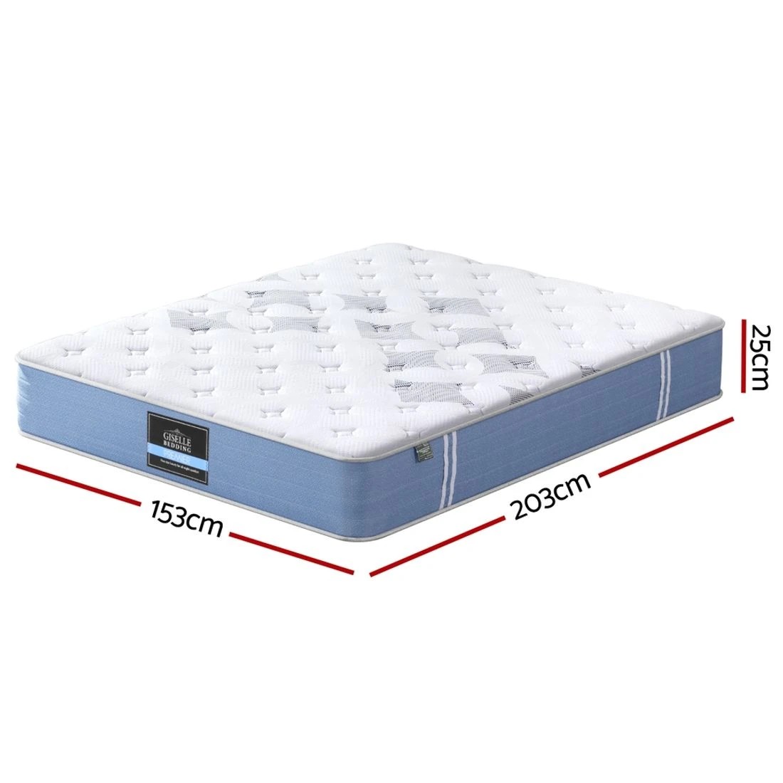 3 25cm Giselle Mattress Queen Bed Pocket Spring Mattresses - Queen Bed - White, 3 of 7