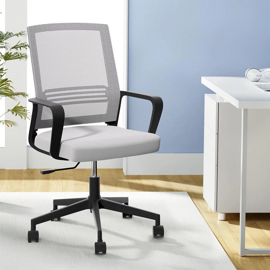 3 Artiss Mesh Office Chair Mid Back - Grey, 3 of 7