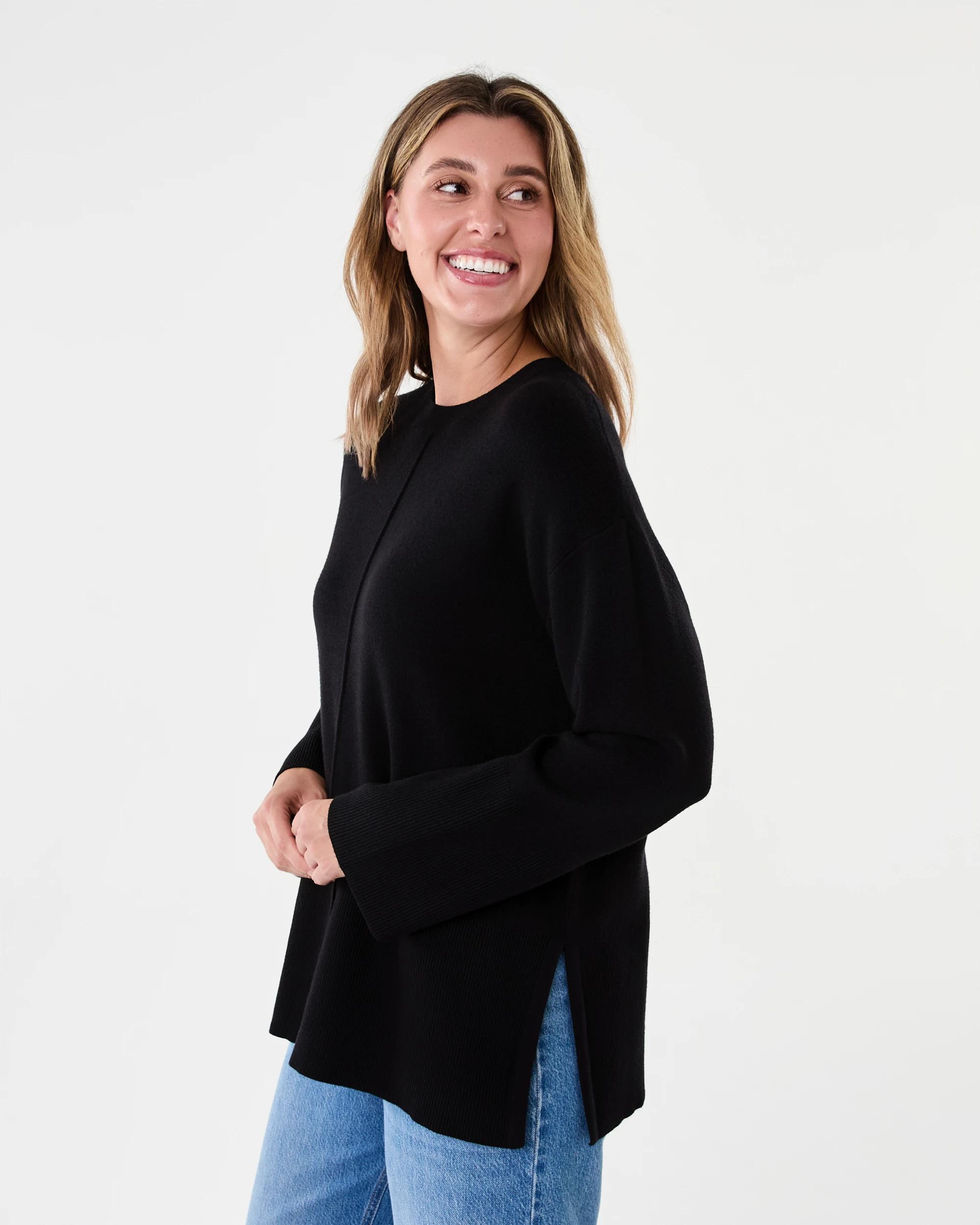 2 Compact Seam Front Oversized Jumper Black, 2 of 7
