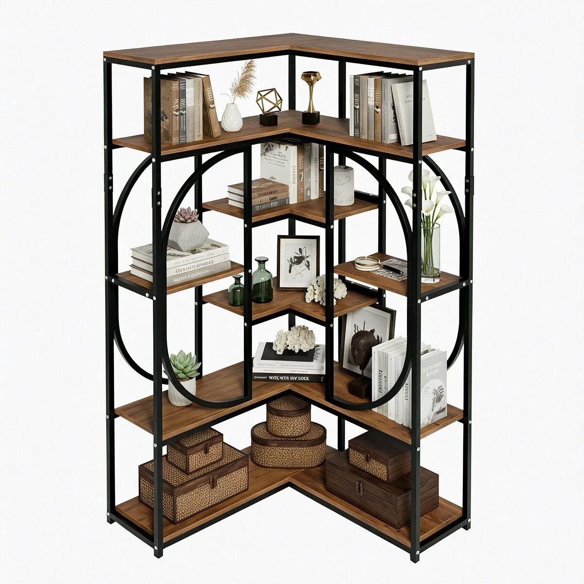 8 LUXSUITE Bedroom Bookshelf Corner Open Book Shelves Display, 8 of 8