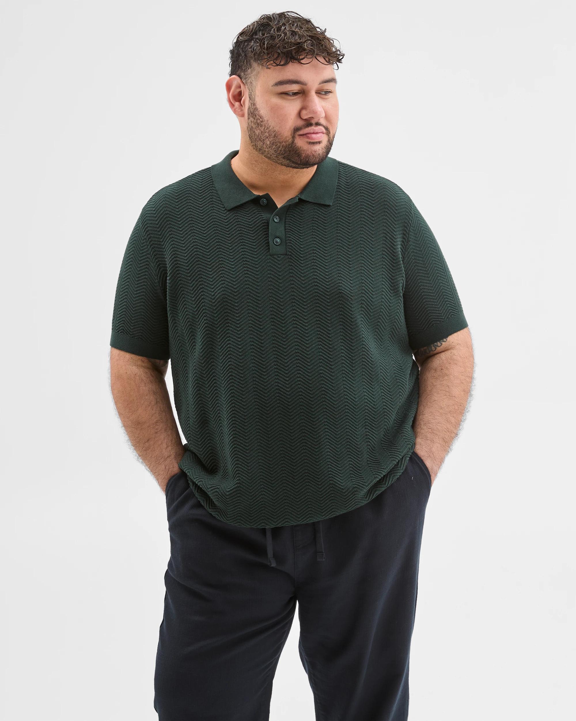 2 Target Plus Size Australian Cotton Blend Textured Polo Top DARK GREEN, 2 of 6