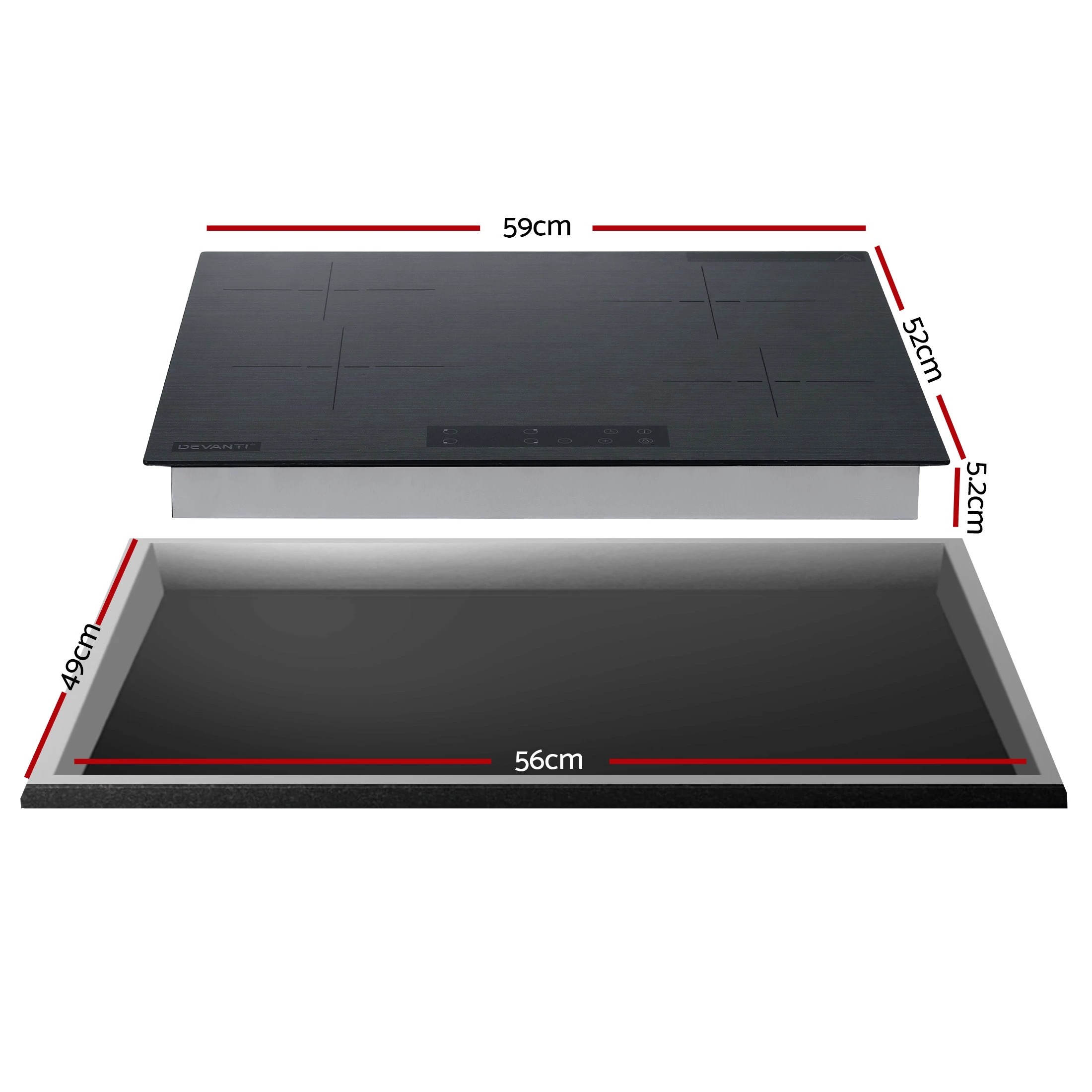 2 Devanti Electric Ceramic Cooktop 60cm Touch Control - Grey, 2 of 10