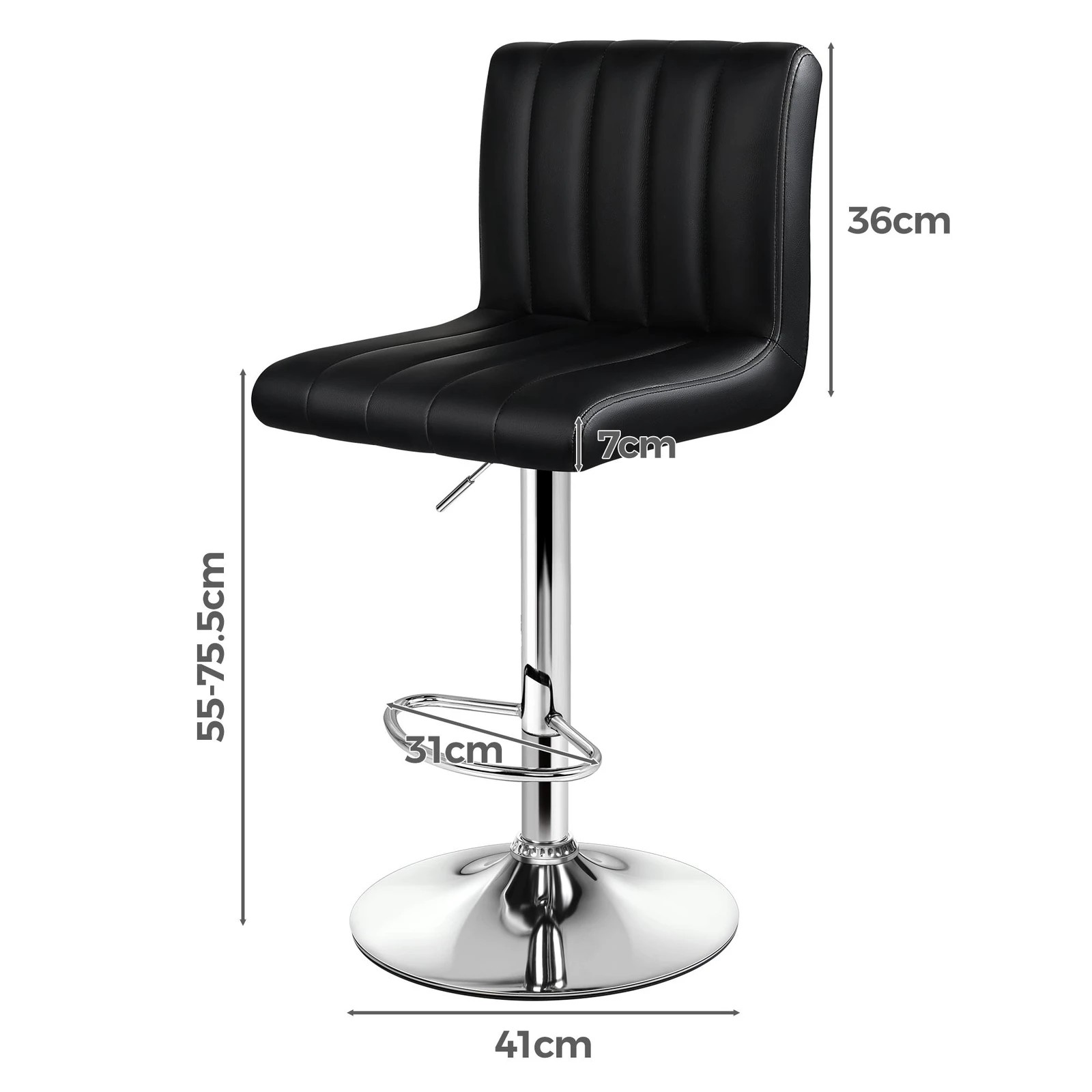 9 Alfordson 4x Bar Stools Macias Kitchen Swivel Chair Leather Gas Lift - Black, 9 of 10