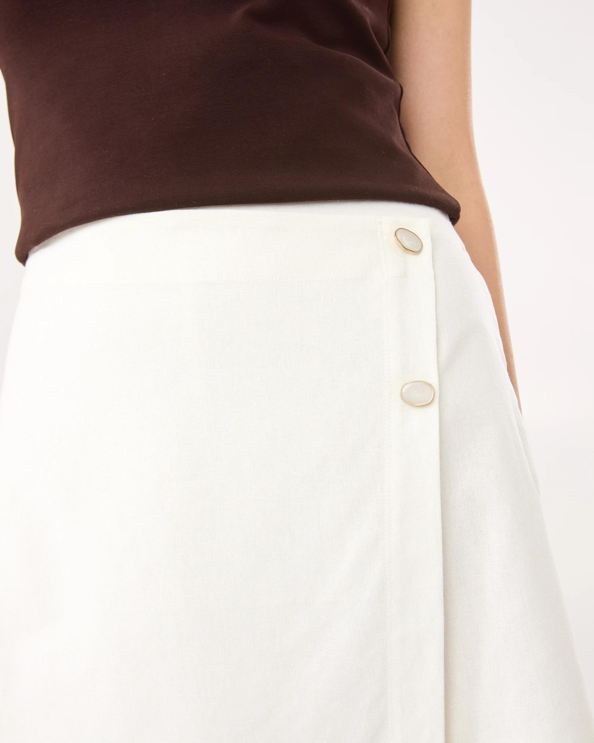 5 Button Wrap Mini Skort Cld White, 5 of 6