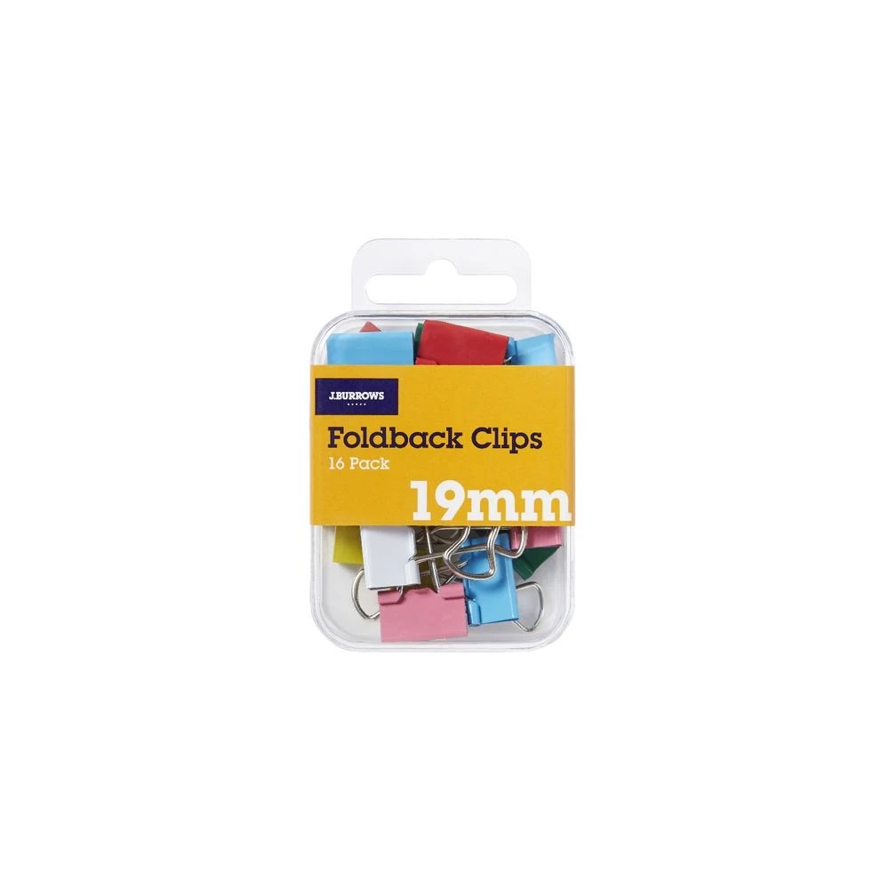 3 J.Burrows 19mm Foldback Clips Assorted 16 Pack, 3 of 3