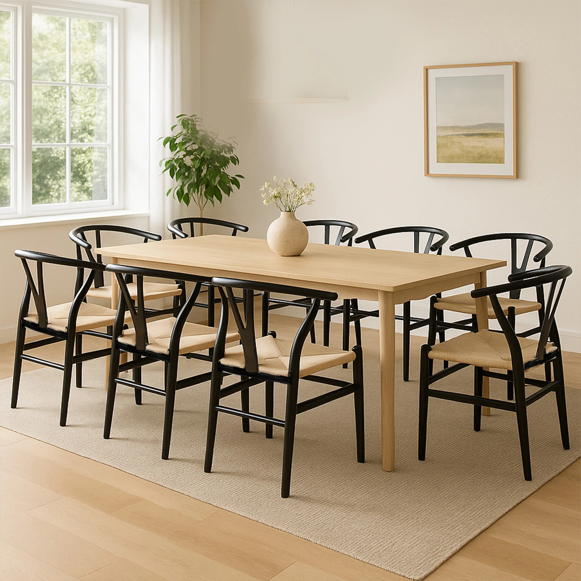 8 Levede 8x Dining Chairs Wooden Hans Wegner Chair Wishbone Chair Cafe Lounge Seat, 8 of 8