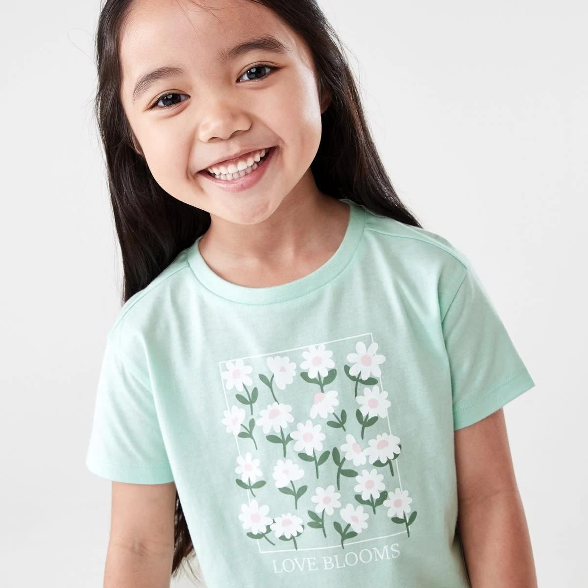 3 Printed T-shirt LOVE BLOOMS DAISY SOFT JADE, 3 of 6