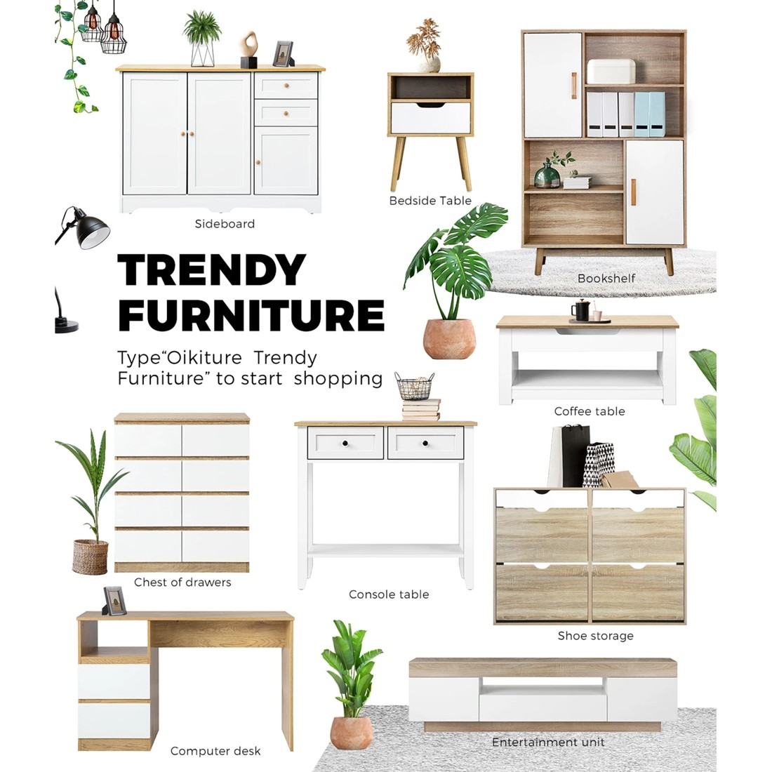 7 Oikiture Buffet Sideboard Storage Cabinet Cupboard
 - White, 7 of 10