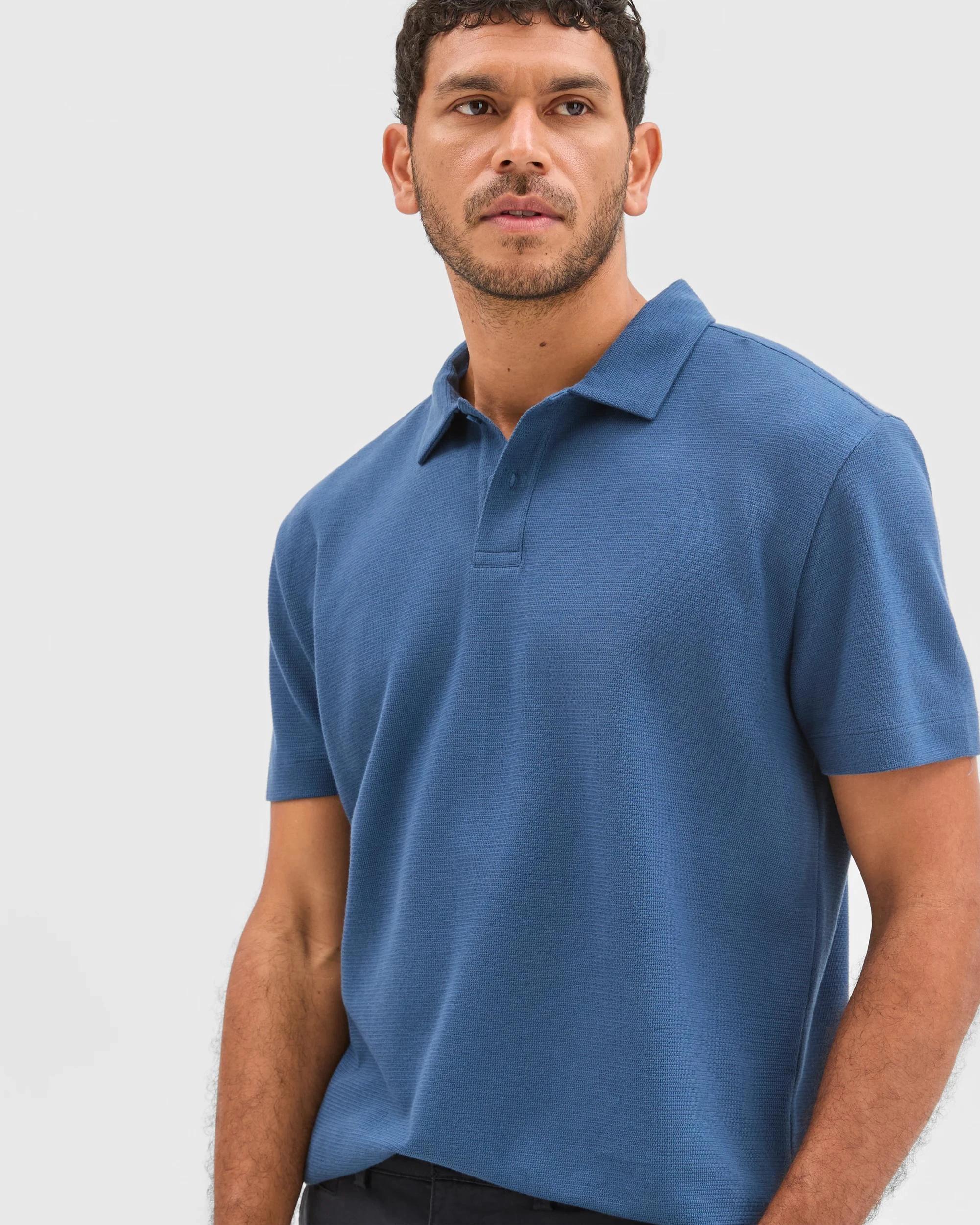 3 Target Australian Cotton Textured Fashion Polo Top DARK DENIM, 3 of 5