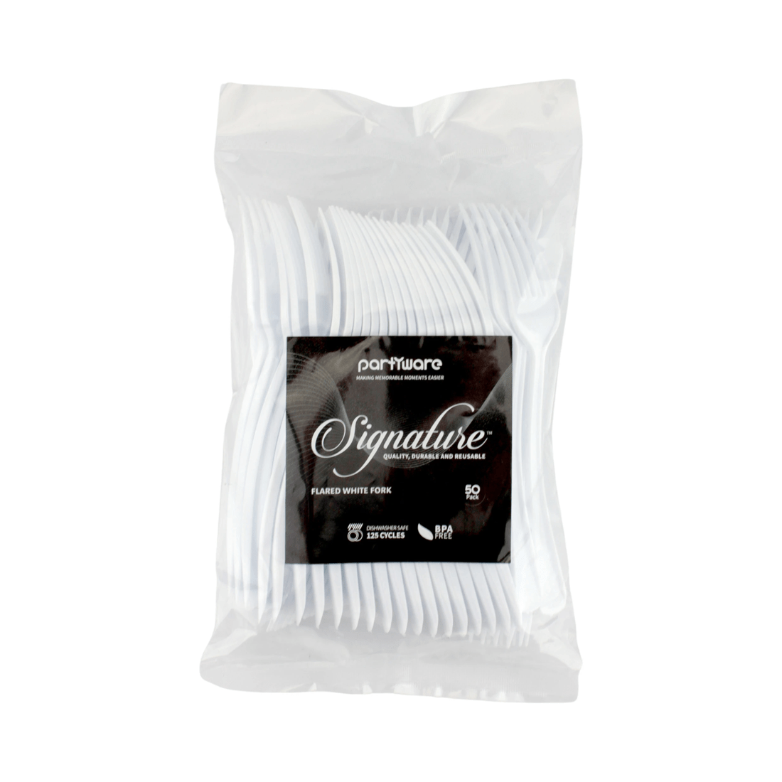 2 Partyware White Flair Reusable Plastic Forks Pack of 50, 2 of 2