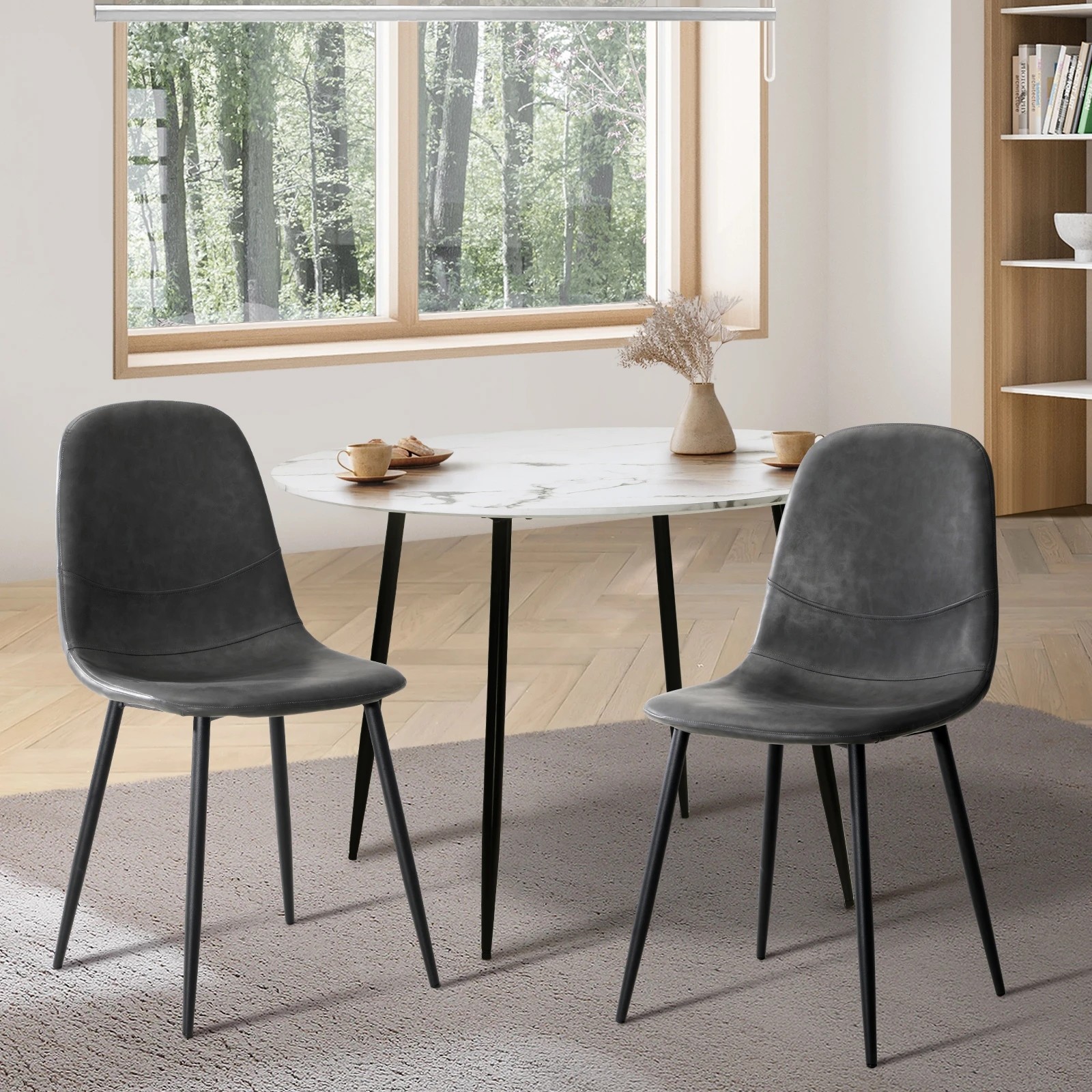 2 Oikiture 2x Dining Chairs Kitchen Accent Chair Lounge Room Pu Leather
 - Grey, 2 of 10