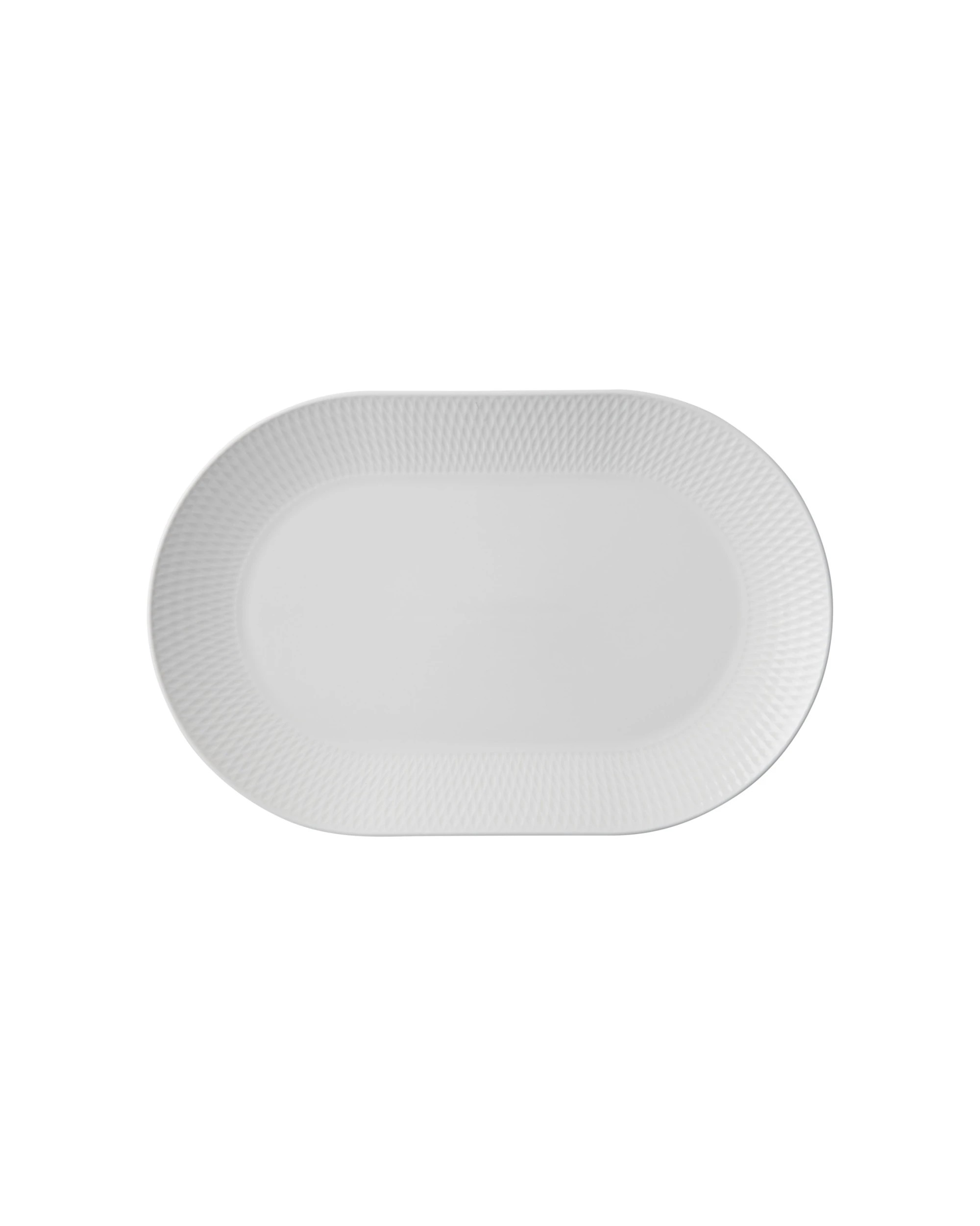 1 Maxwell & Williams Basics Diamonds Oblong Platter 38x25cm Porcelain Dinnerware Serveware - White, 1 of 3