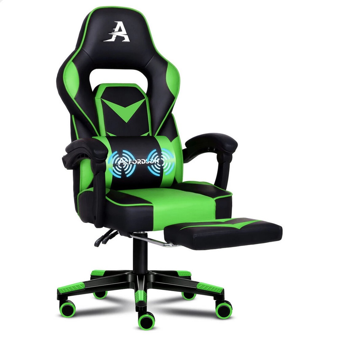 1 Alfordson Gaming Chair Office Seat Massage Racing Footrest Executive - Green, 1 of 10