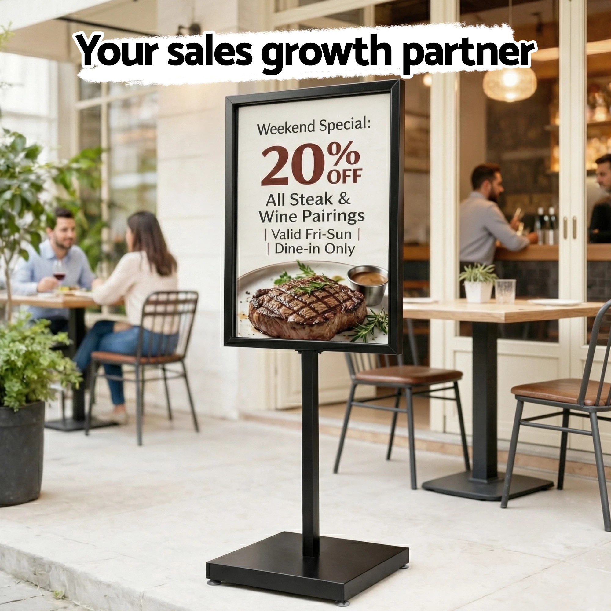 2 A1 Frame Pedestal Sign Holder Poster Stand Display Board Double Sided 60x90cm - Black, 2 of 6
