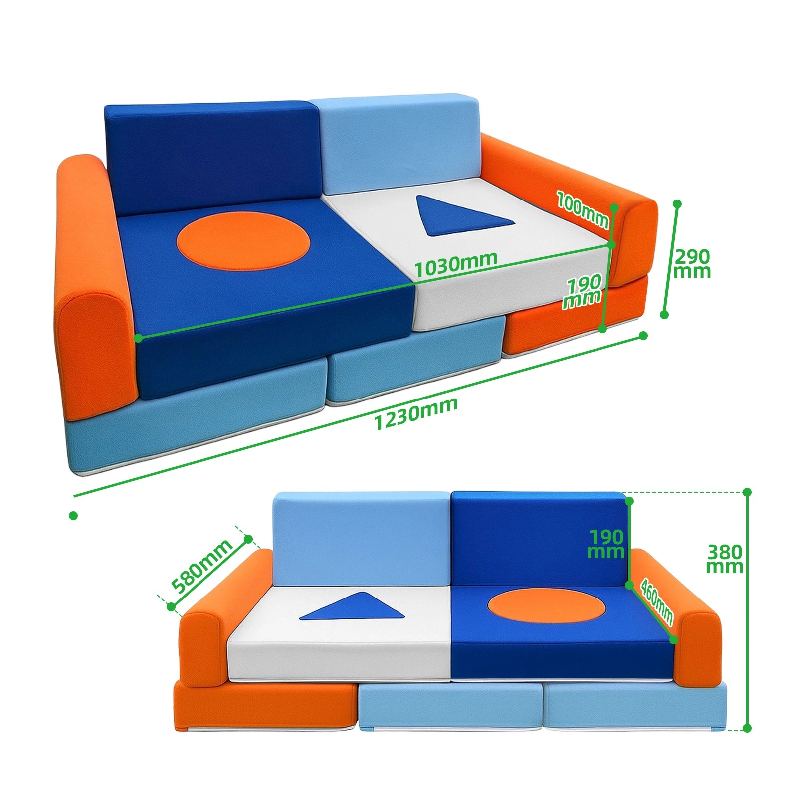 4 Ausway Kids Sofa Set Modular Couch Play Lounge, 4 of 7