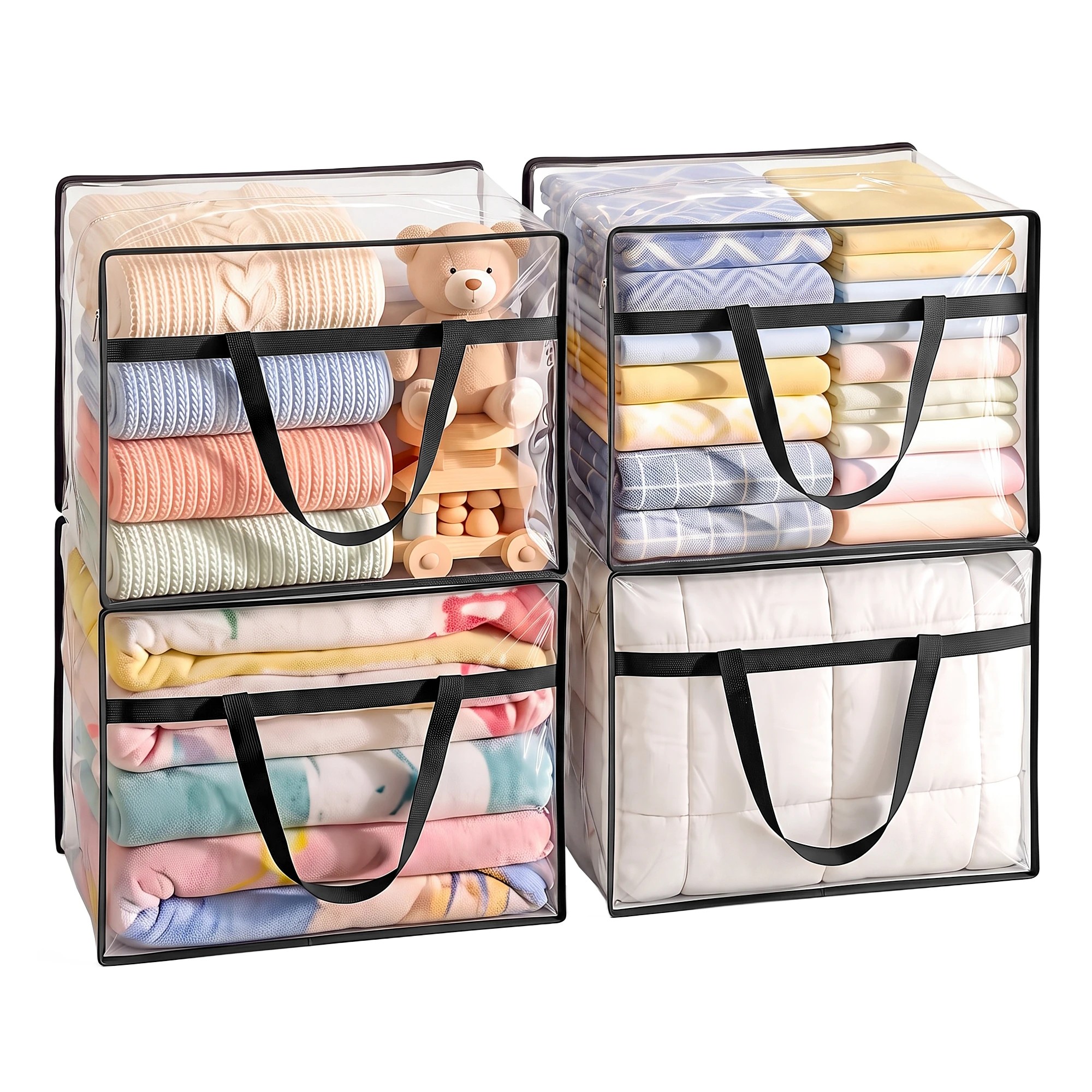 1 Artiss Blanket Storage Bags 4Pcs 40L PVC Box Clothes Organiser - Multi, 1 of 9