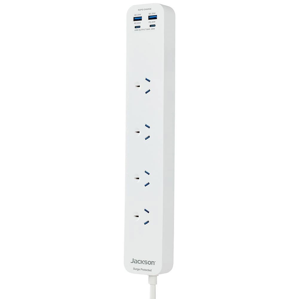 2 Jackson Rapid Charge 20w USB-C/A 4 Outlet Powerboard White, 2 of 5