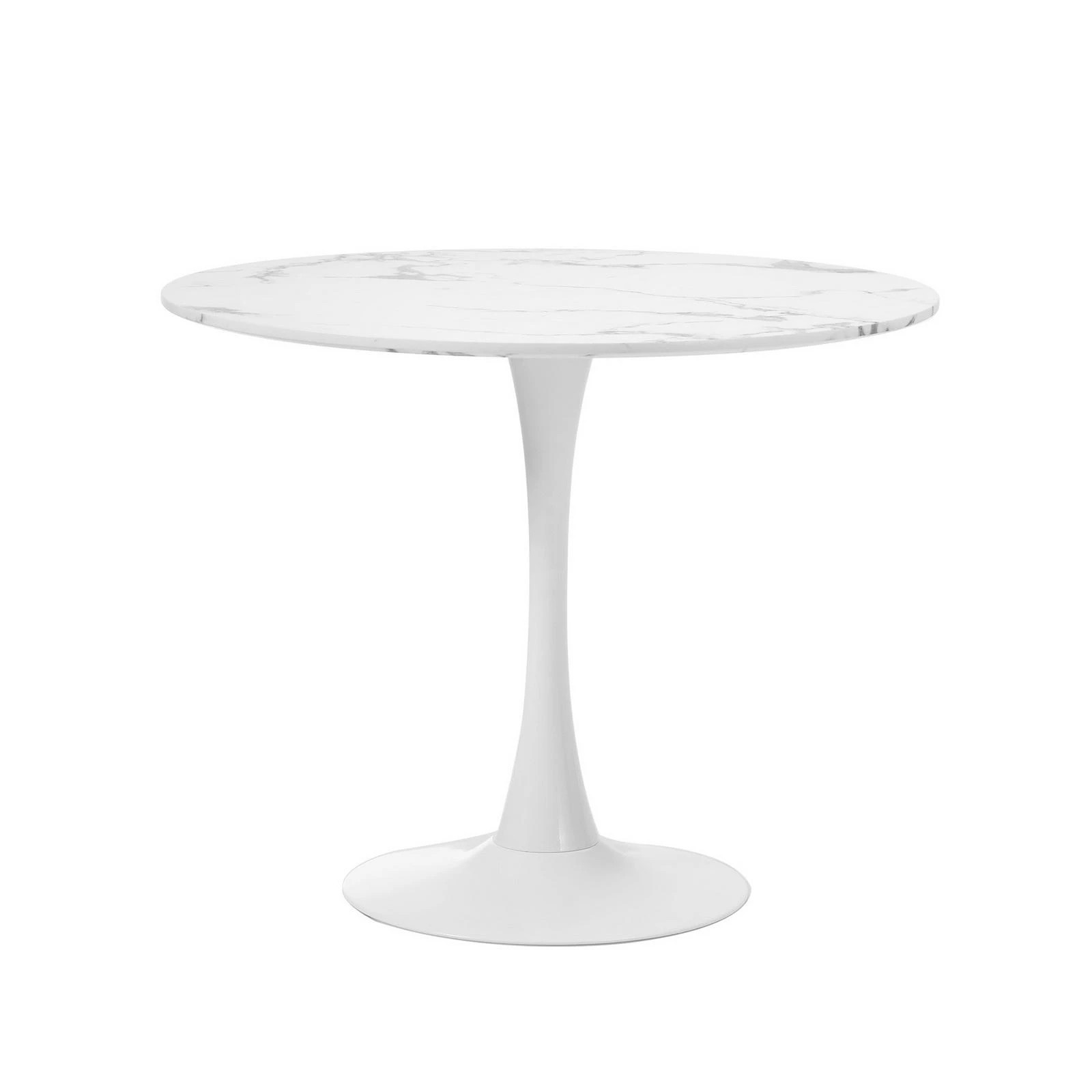 5 Oikiture 90cm Dining Table Kitchen Marble Tulip Round Metal Leg
 - White, 5 of 9