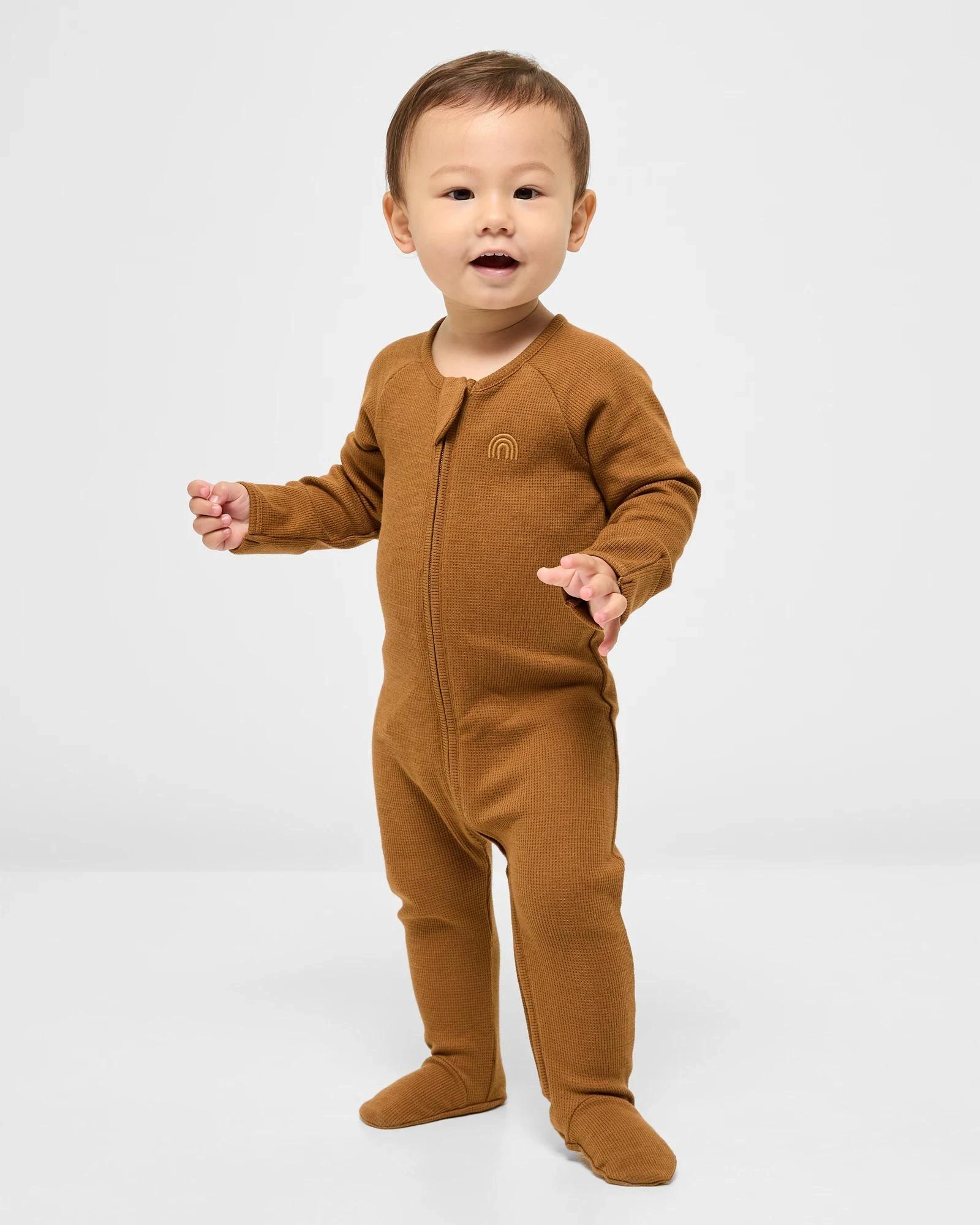 1 Target Baby Organic Cotton Waffle Zip Coverall - Rubber RUBBER BROWN, 1 of 4