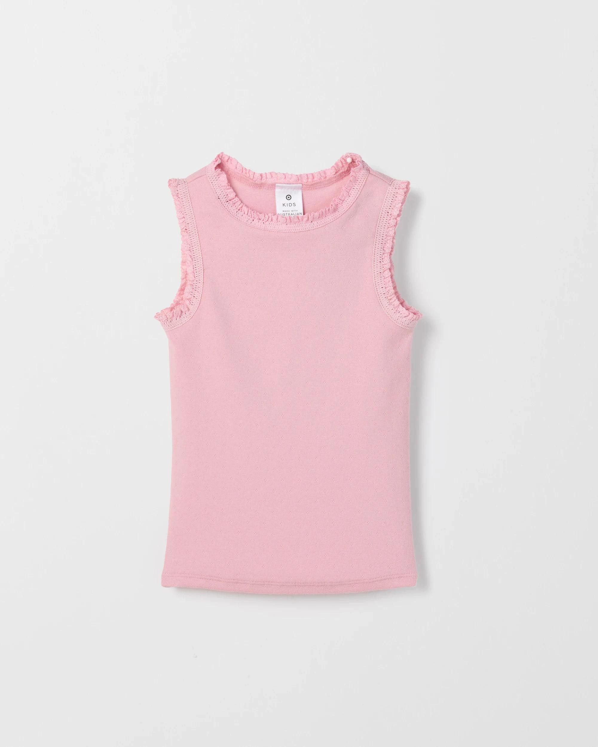 1 Target Kids Australian Cotton Lace Trim Pointelle Tank Top PINK, 1 of 2