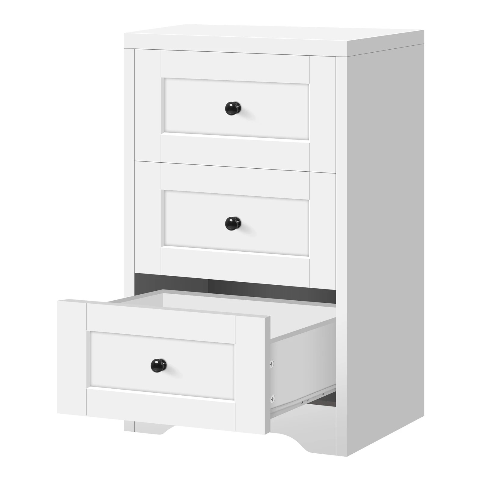 5 Alfordson 2 Bedside Table Hamptons Storage Nightstand Side Cabinet - White, 5 of 9