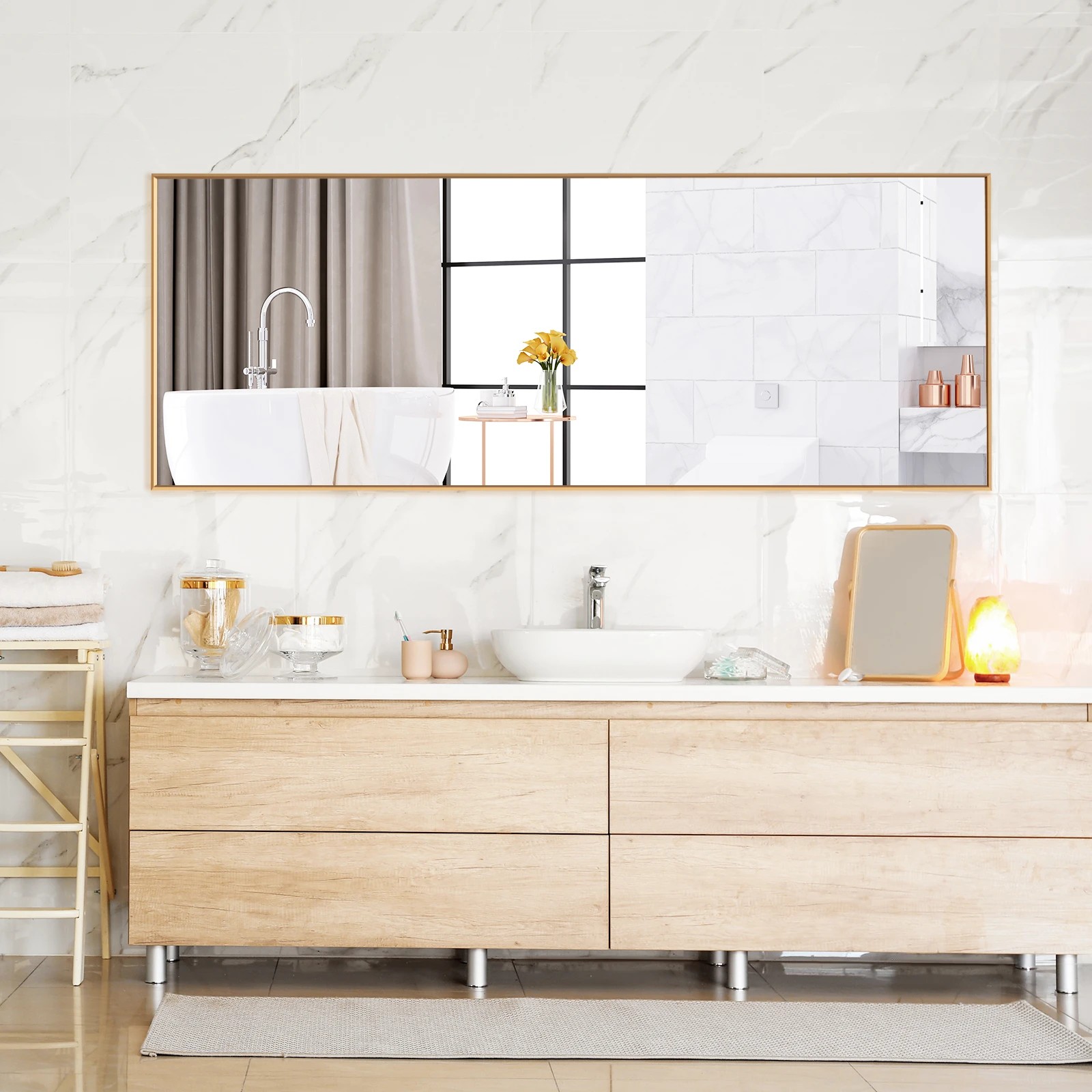 3 Costway 1.5M Rectangle Wall Mirror Full-Length Dressing Makeup Mirror Aluminum Frame, 3 of 3