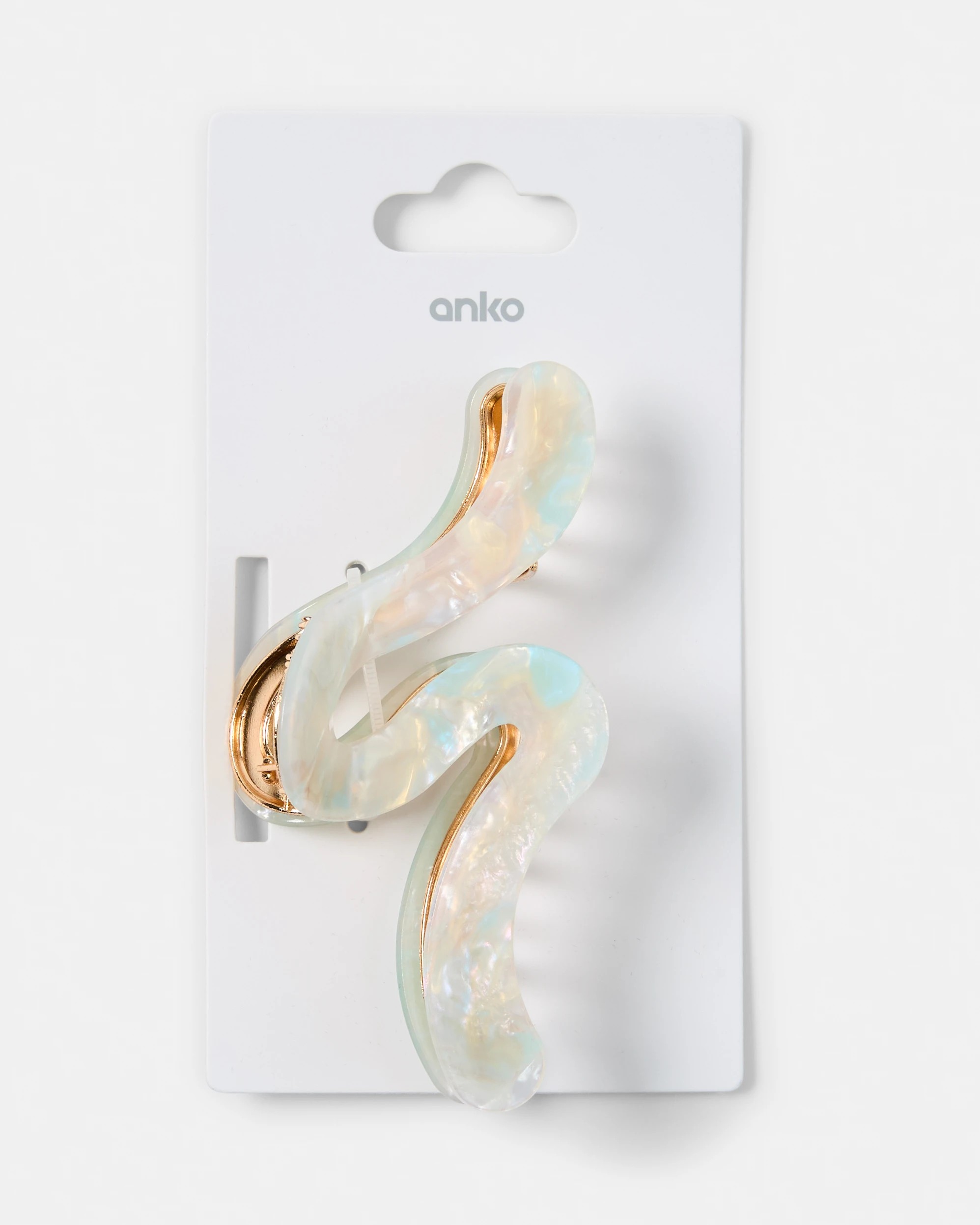 3 White Swirl Metal Resin Claw Hair Clip, 3 of 3