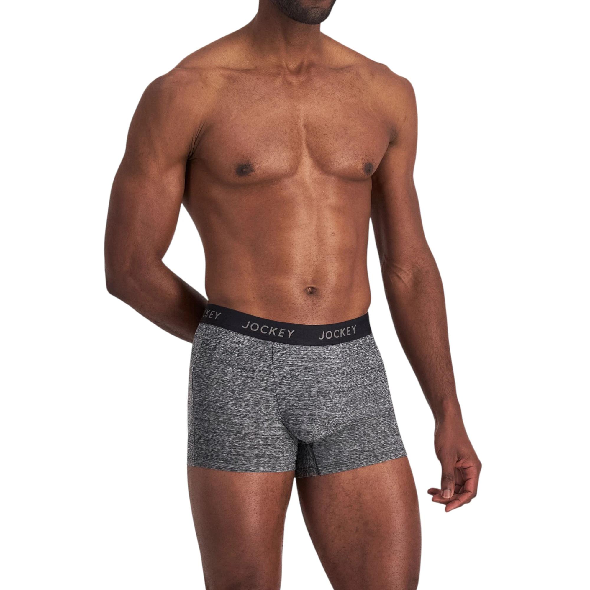 2 Jockey 4 Pack Mens Comfort Classics Microfibre Trunks Marle Underwear BLACK MARLE, 2 of 6