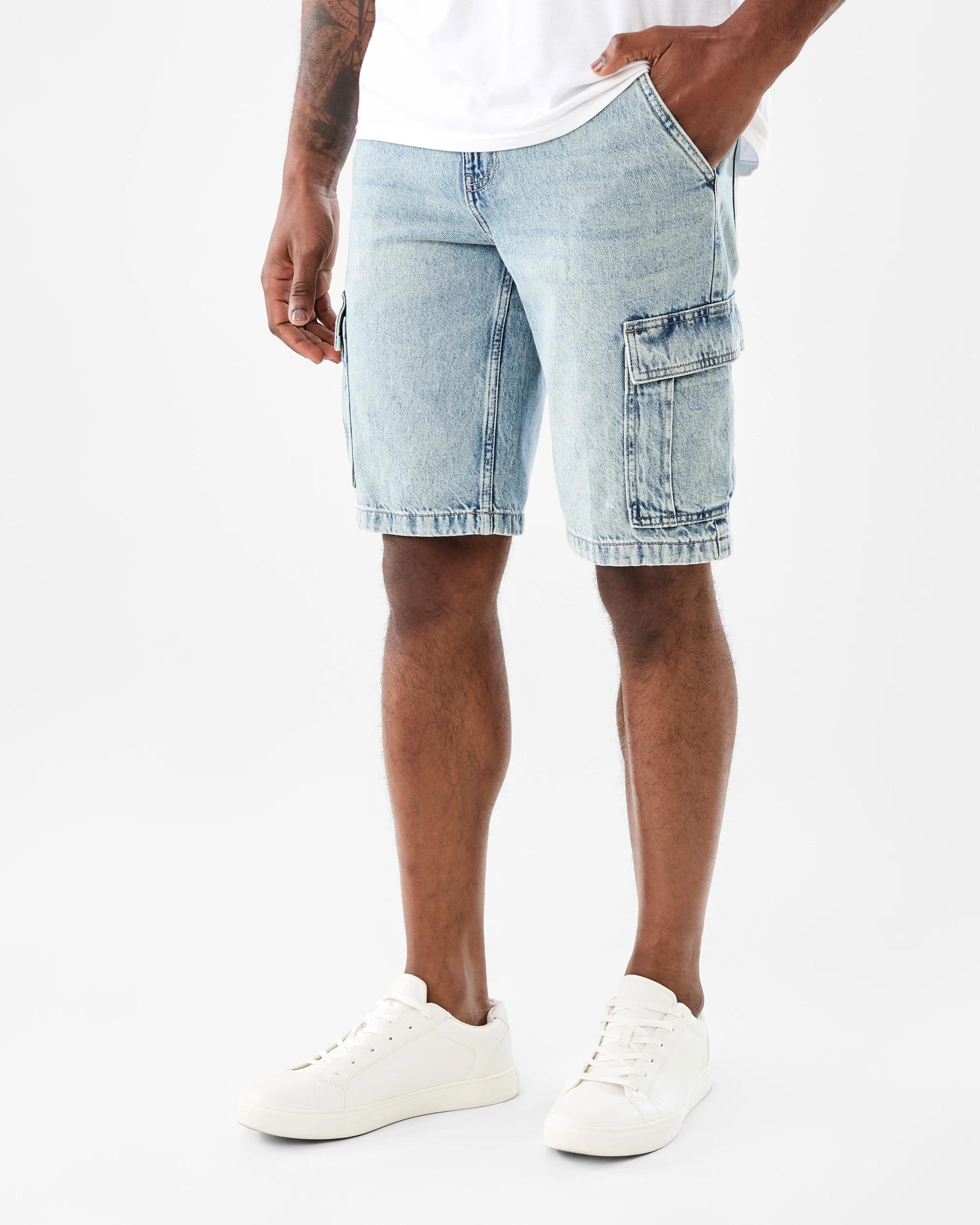 2 Denim Cargo Shorts Light Wash, 2 of 7