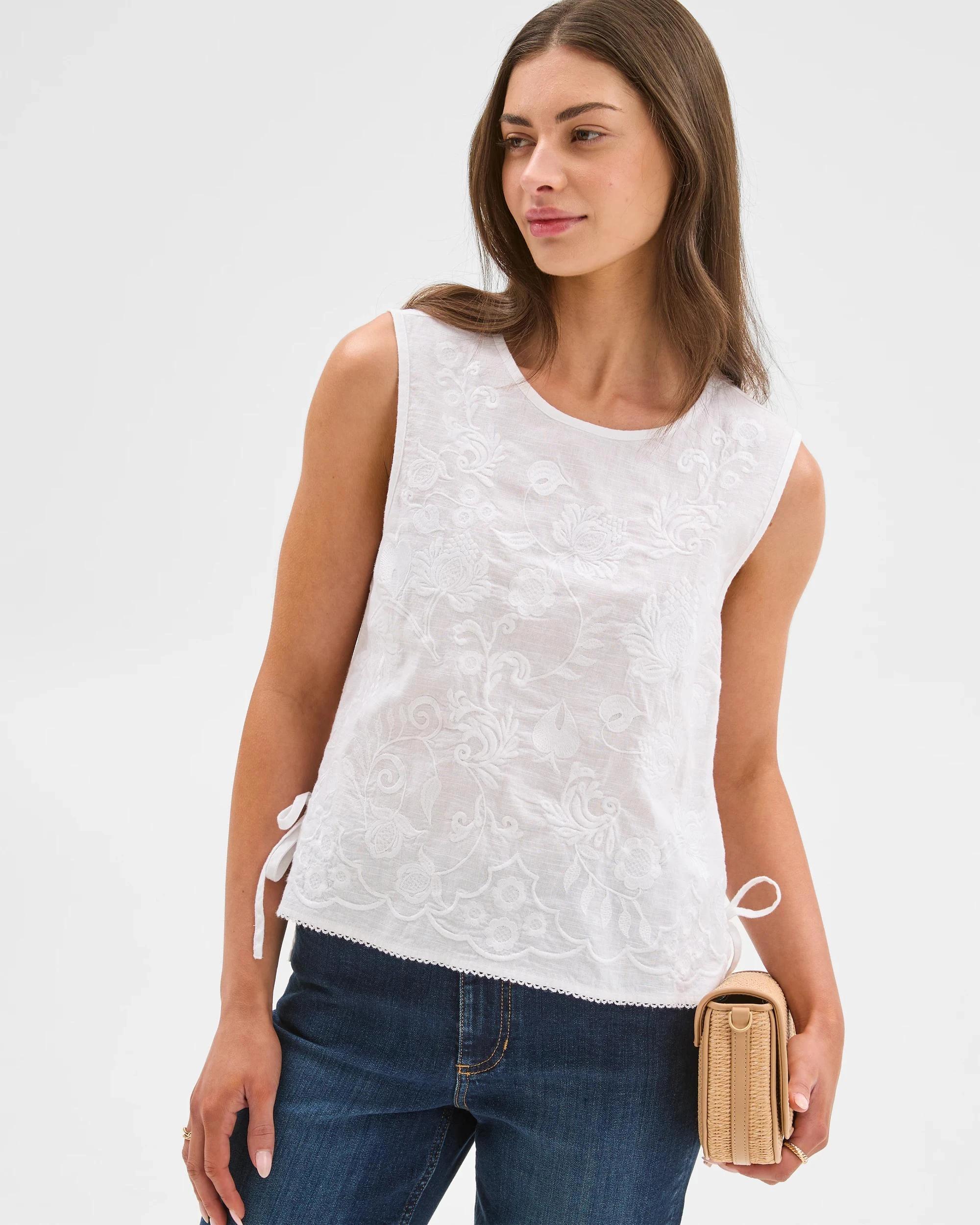 2 Target Petites Embroidered Tie Top WHITE, 2 of 7