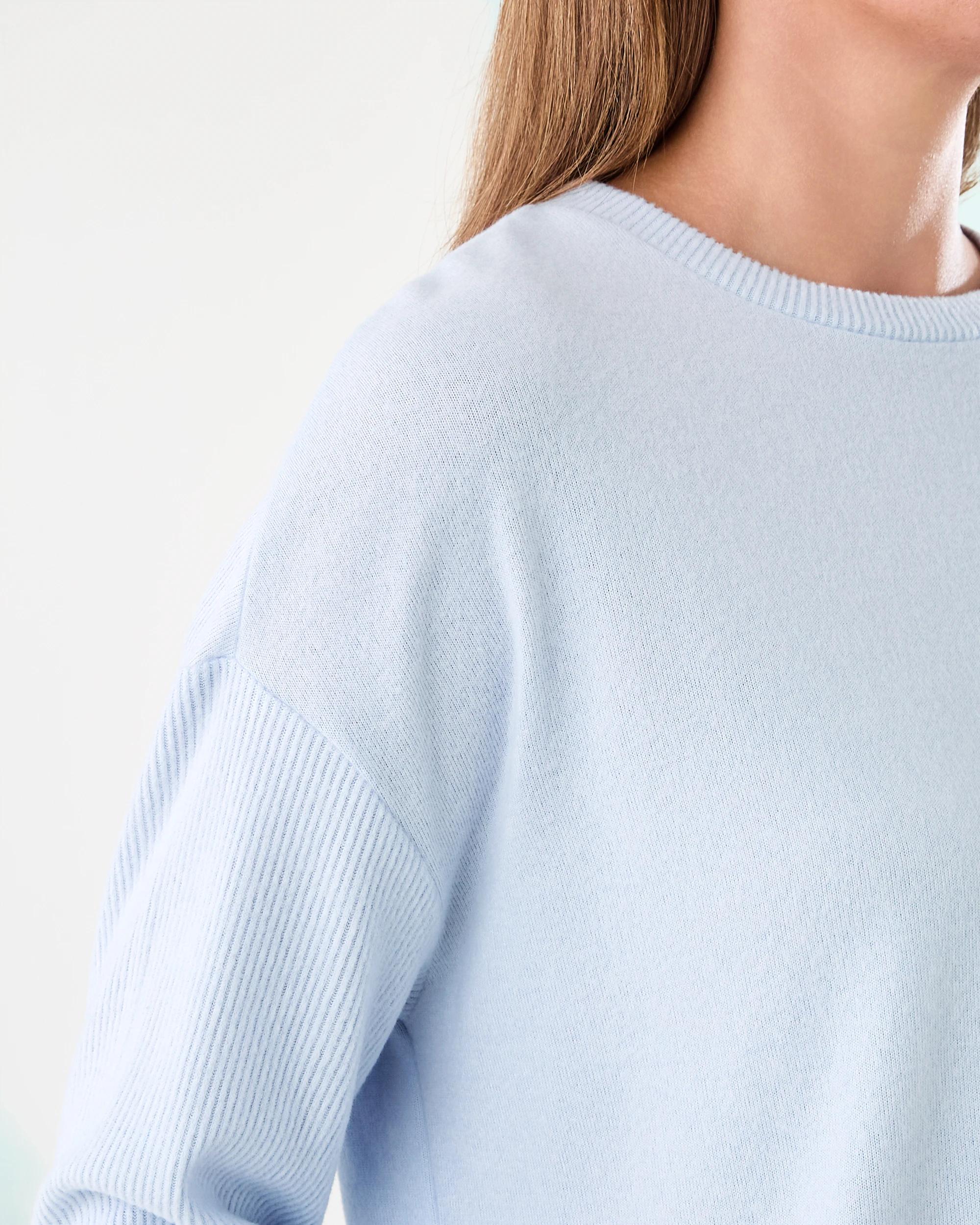 6 Super Soft Rib Sleeve Lounge Top Halo Blue, 6 of 7