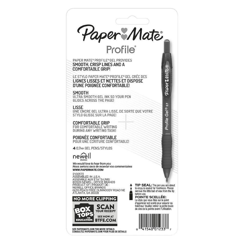 4 Paper Mate Profile Gel Pens 0.7mm Assorted 4 Pack, 4 of 4