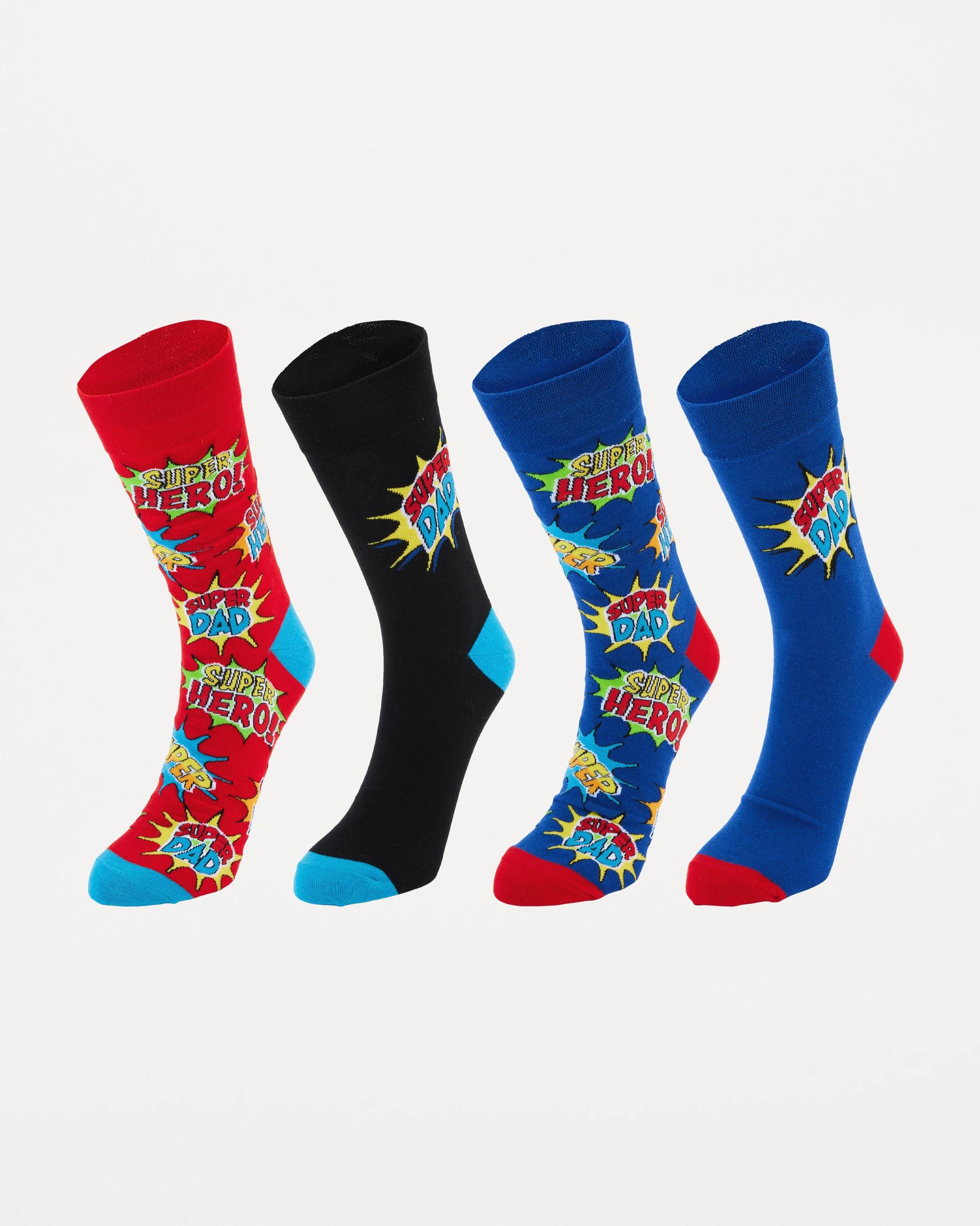1 4 Pack Novelty Socks Super Dad, 1 of 4