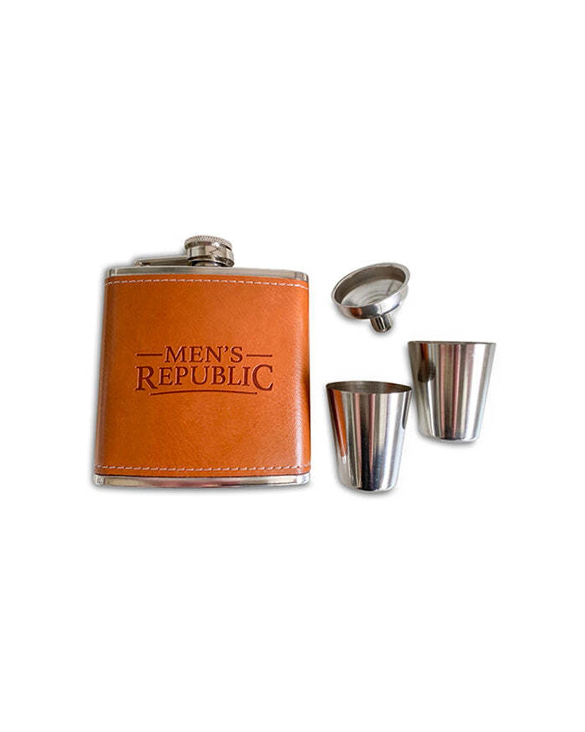 2 Mens Republic Hip Flask Set With Funnel And 2 Cups 170Ml Stainless Steel Leak Resistant Portable Design - Multi, 2 of 3