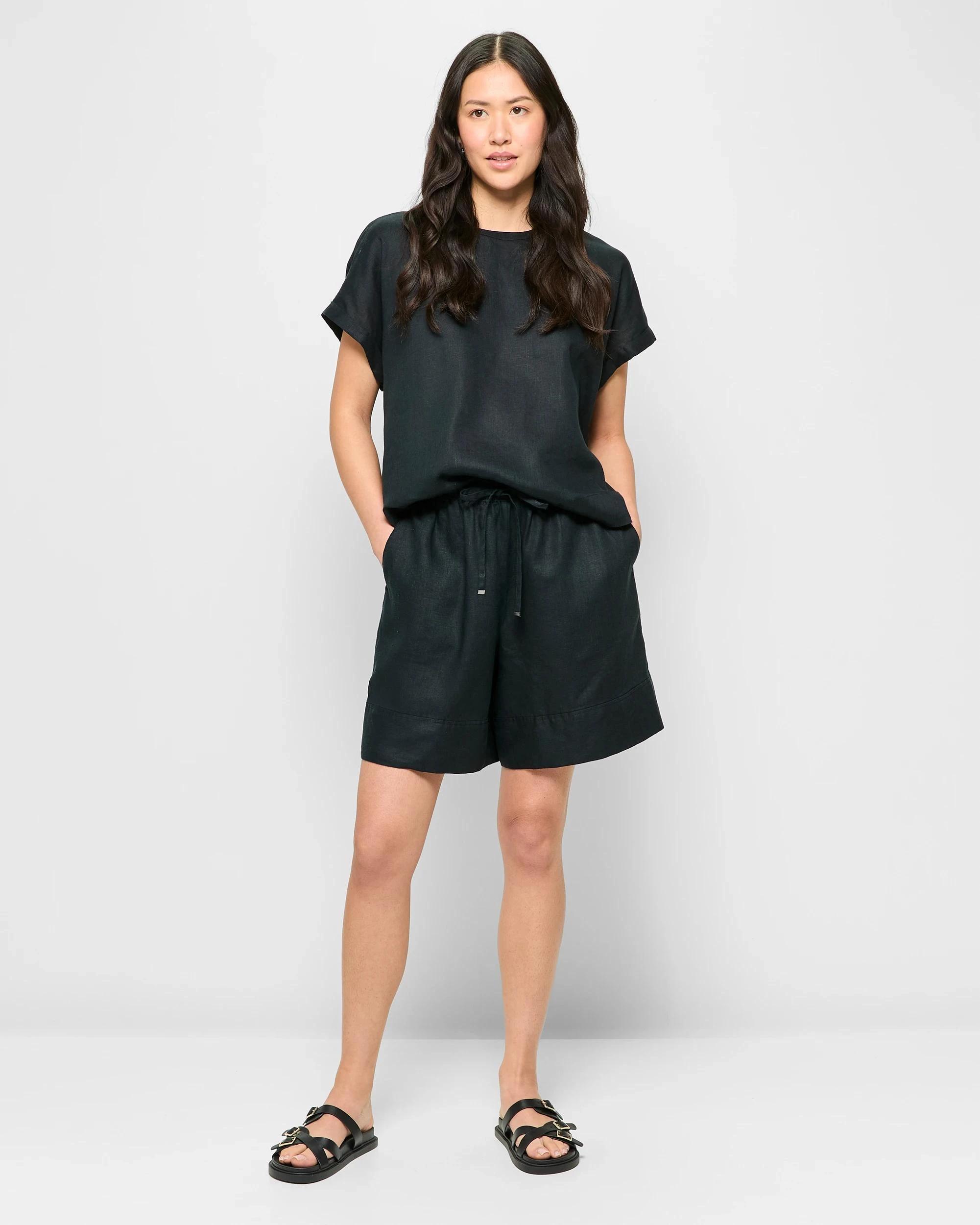 2 Target European Linen Long Shorts BLACK, 2 of 5