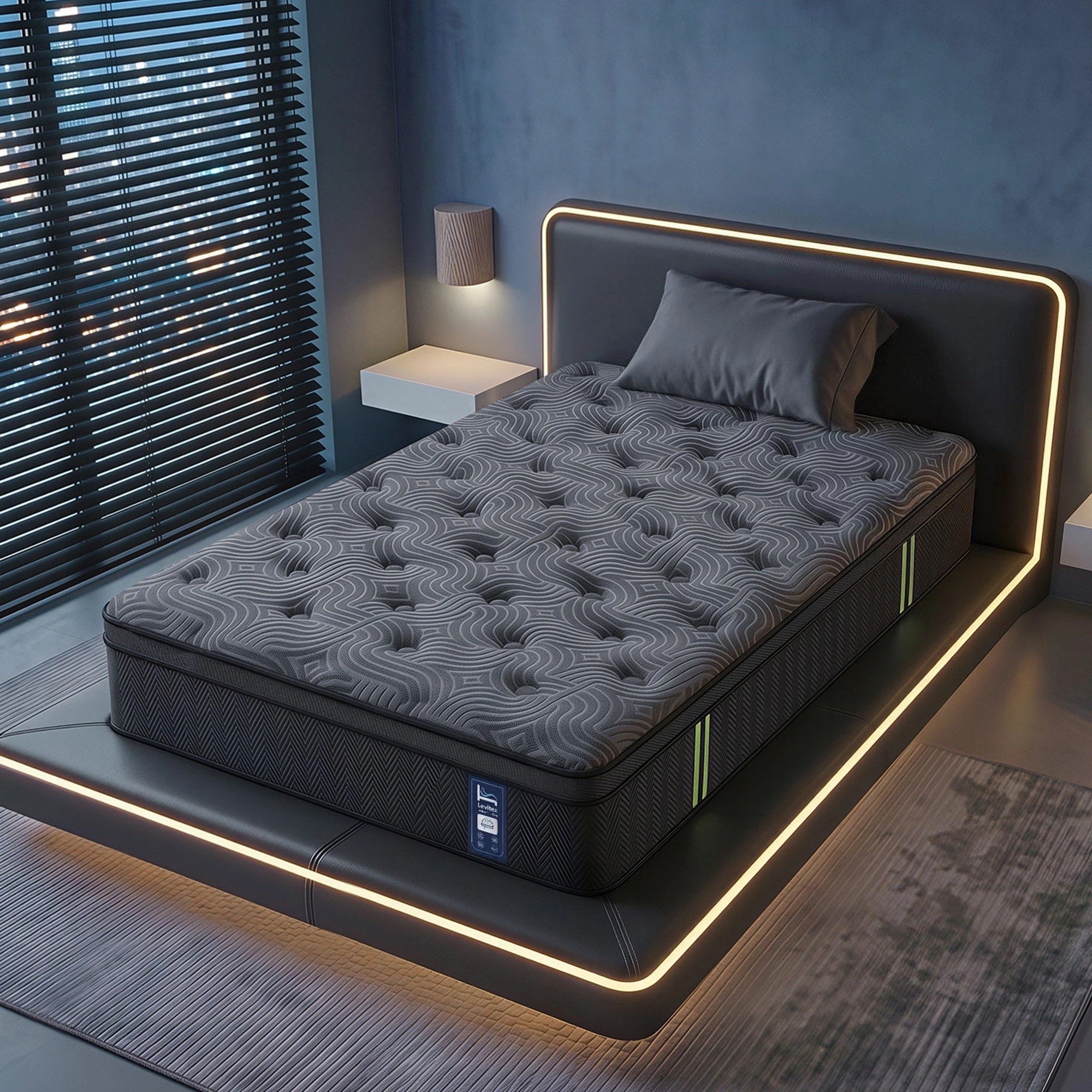 10 Levitex Single Mattress 5-Zone Pressure Relief Pocket Spring - Single Bed - Black, 10 of 10