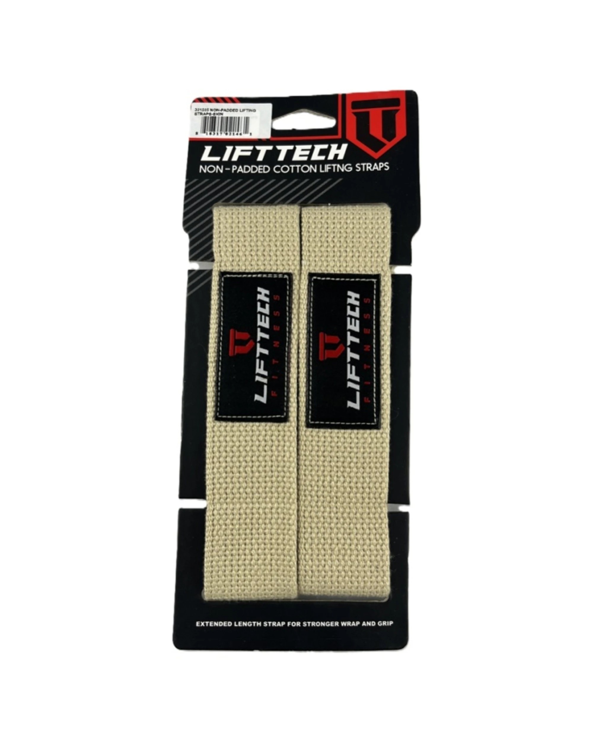 1 Lift-Tech Fitness 2pc Cotton Heavy Lifting Support Durable Grip Straps 21 Inch Skin - Beige, 1 of 3