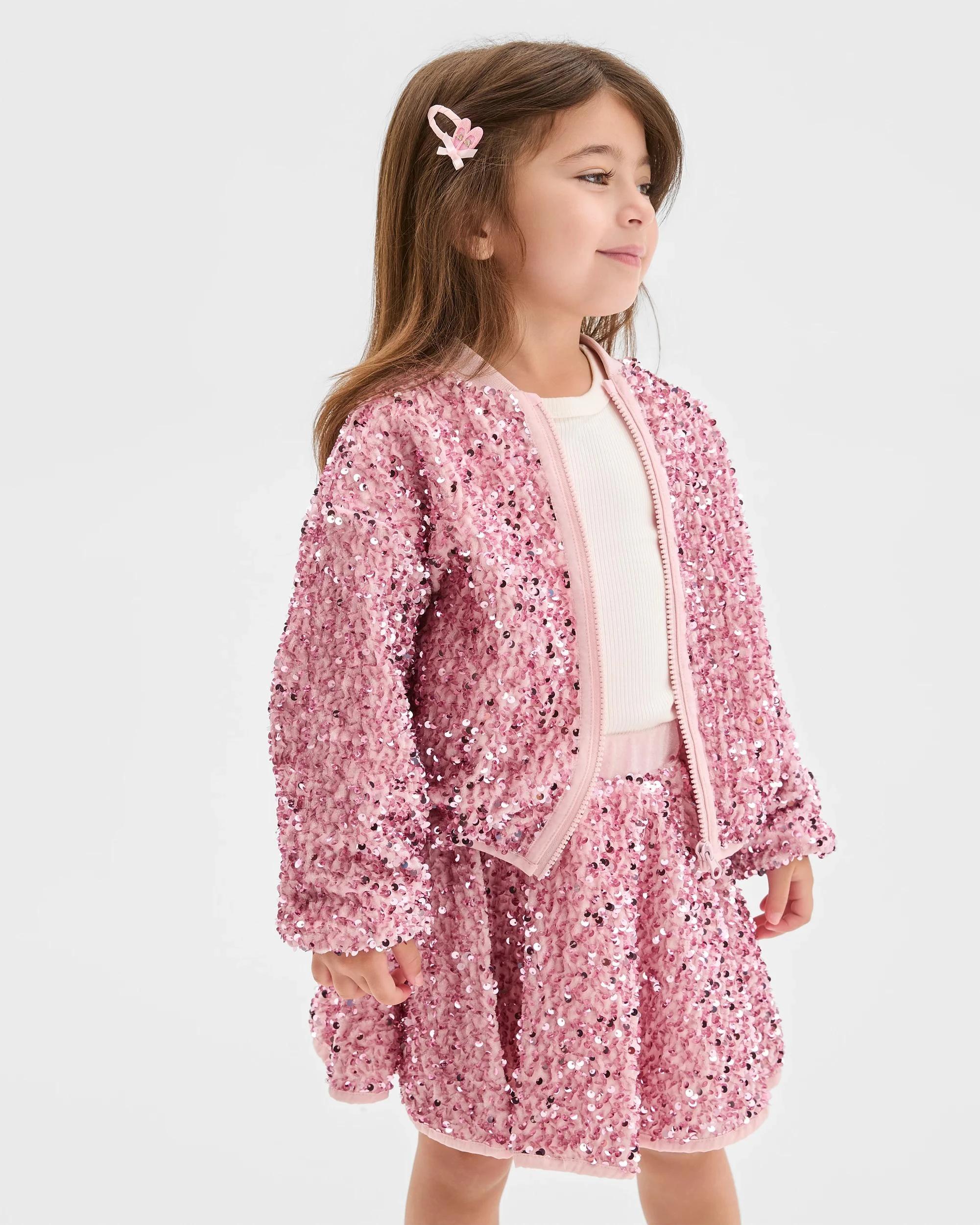 3 Target Kids Sequin Long Sleeve Bomber Jacket PINK, 3 of 10