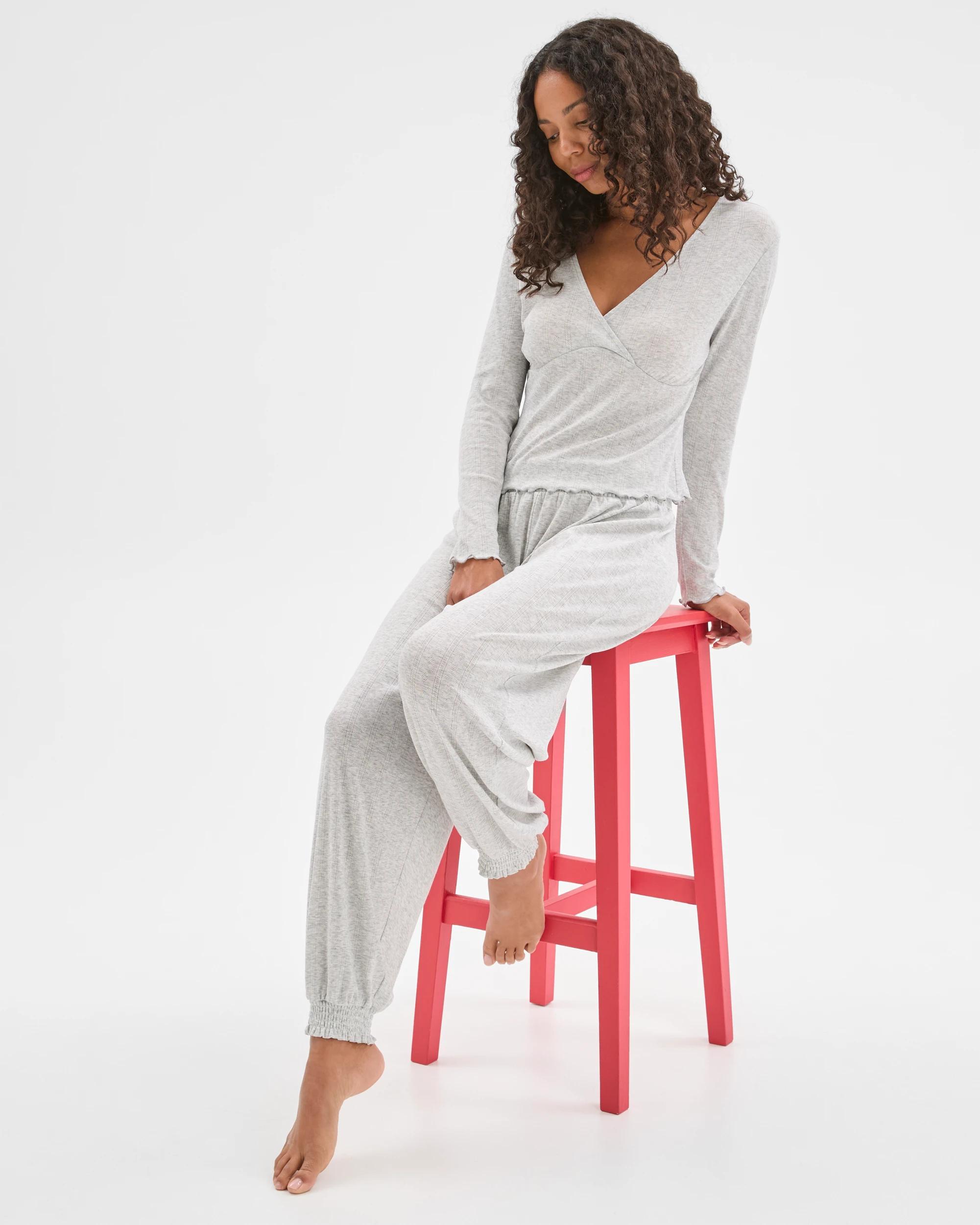 2 Target Woman Pointelle Balloon Sleep Pants GREY MARLE, 2 of 7